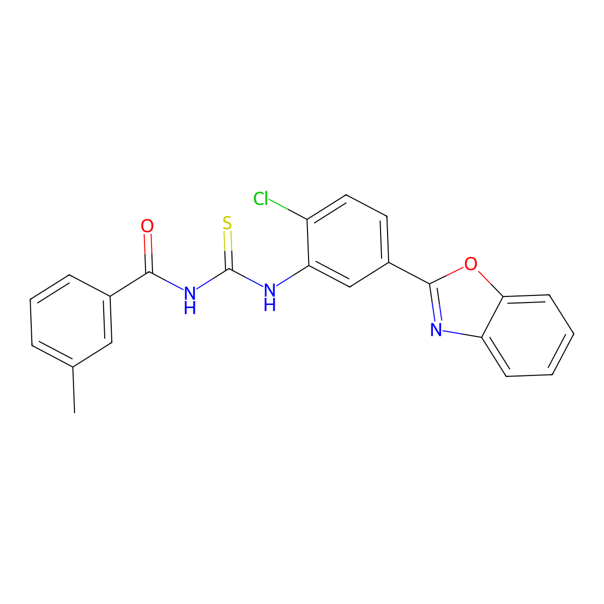 N-[[5-(1,3-benzoxazol-2-yl)-2-chlorophenyl]carbamothioyl]-3-methylbenzamide molecular structure, CAS 428495-96-9