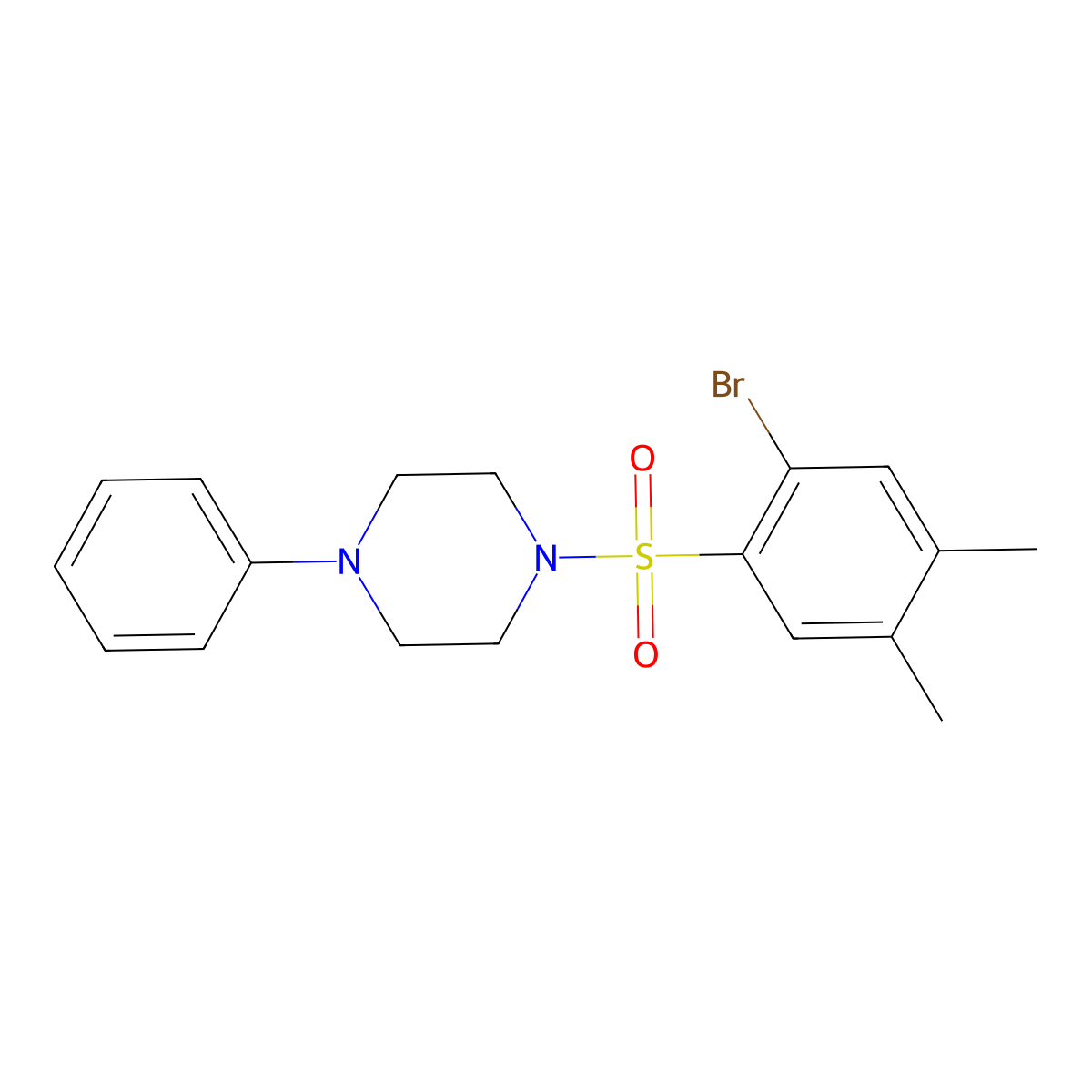 1-(2-Bromo-4,5-dimethylbenzenesulfonyl)-4-phenylpiperazine molecular structure, CAS 428496-04-2