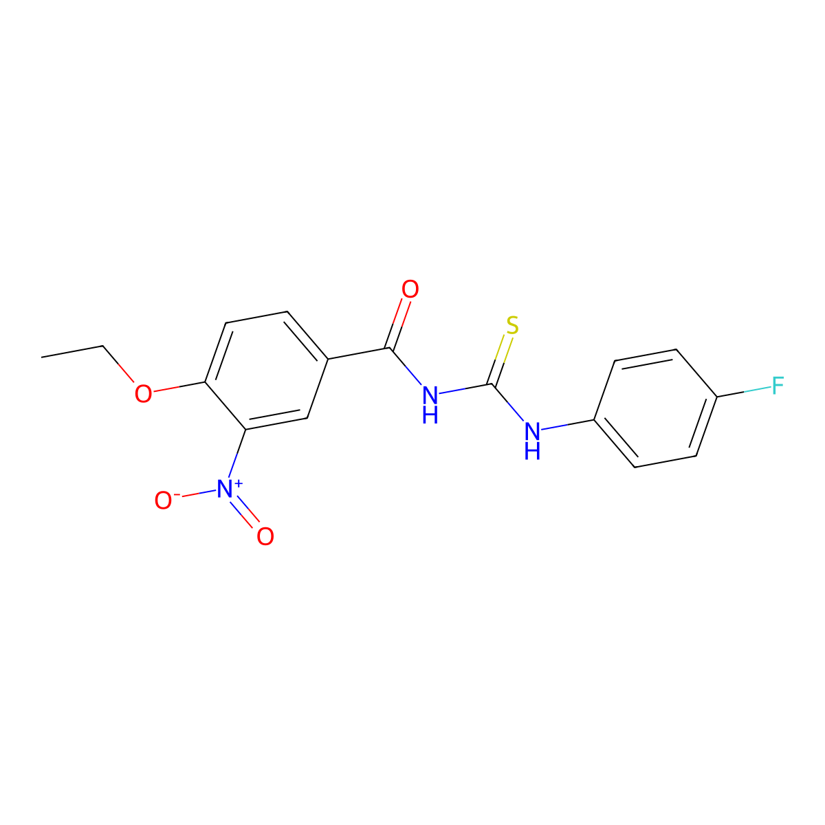 4-ethoxy-N-[(4-fluorophenyl)carbamothioyl]-3-nitrobenzamide molecular structure, CAS 428496-09-7