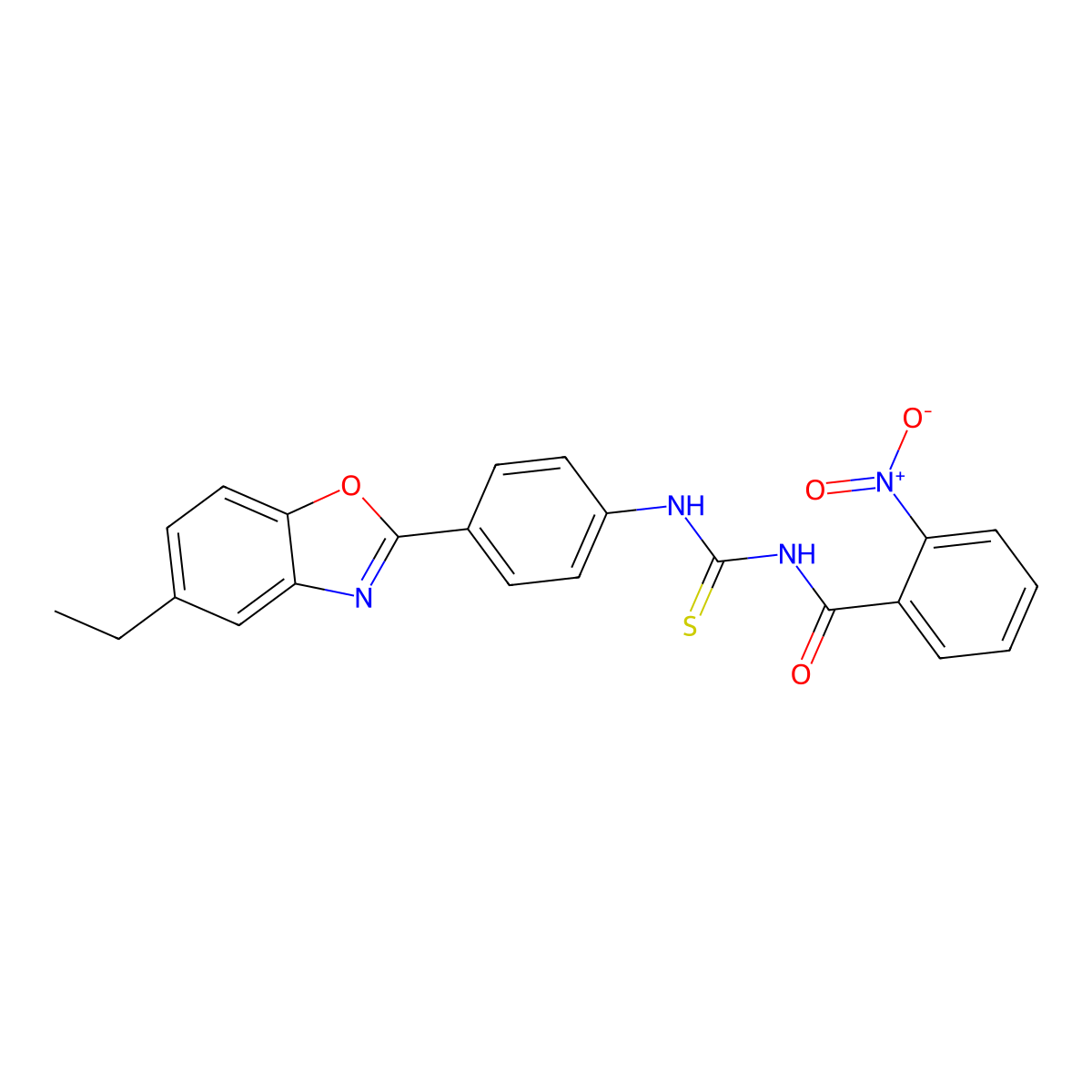 N-[[4-(5-ethyl-1,3-benzoxazol-2-yl)phenyl]carbamothioyl]-2-nitrobenzamide molecular structure, CAS 428496-31-5