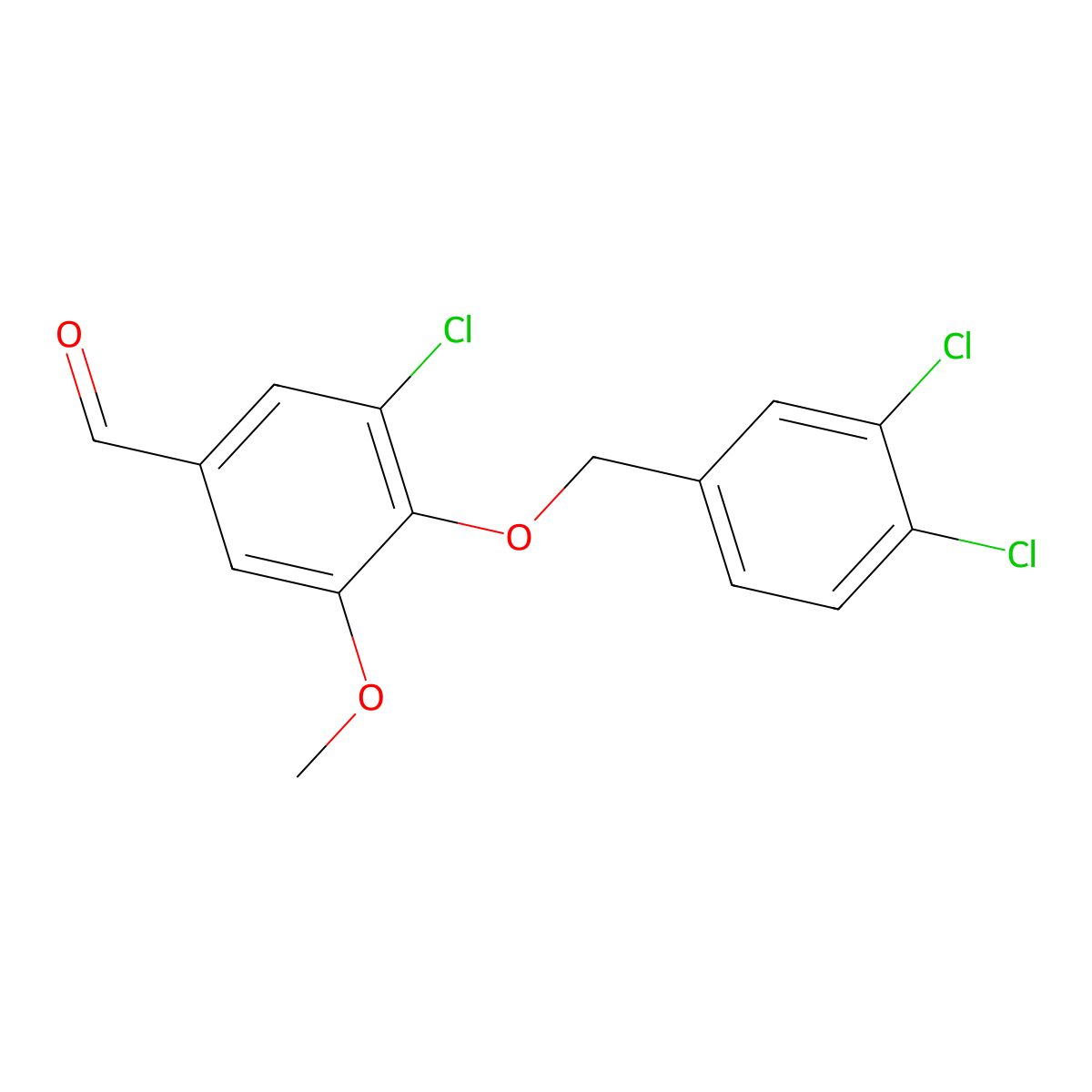 3-Chloro-4-[(3,4-dichlorobenzyl)oxy]-5-methoxybenzaldehyde molecular structure, CAS 428496-37-1