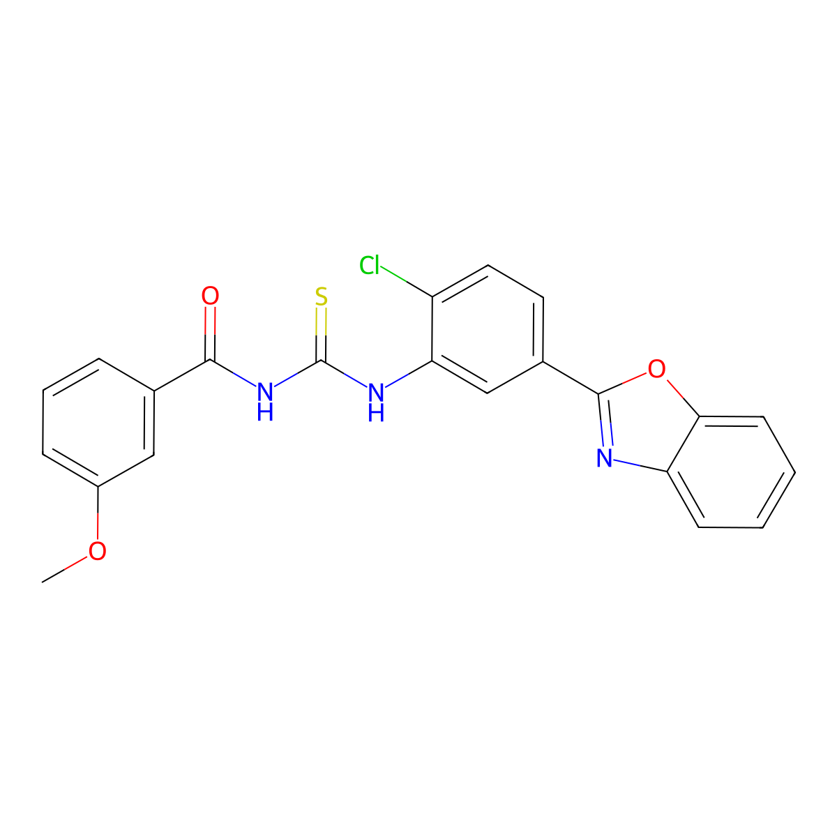 N-[[5-(1,3-benzoxazol-2-yl)-2-chlorophenyl]carbamothioyl]-3-methoxybenzamide molecular structure, CAS 428496-42-8
