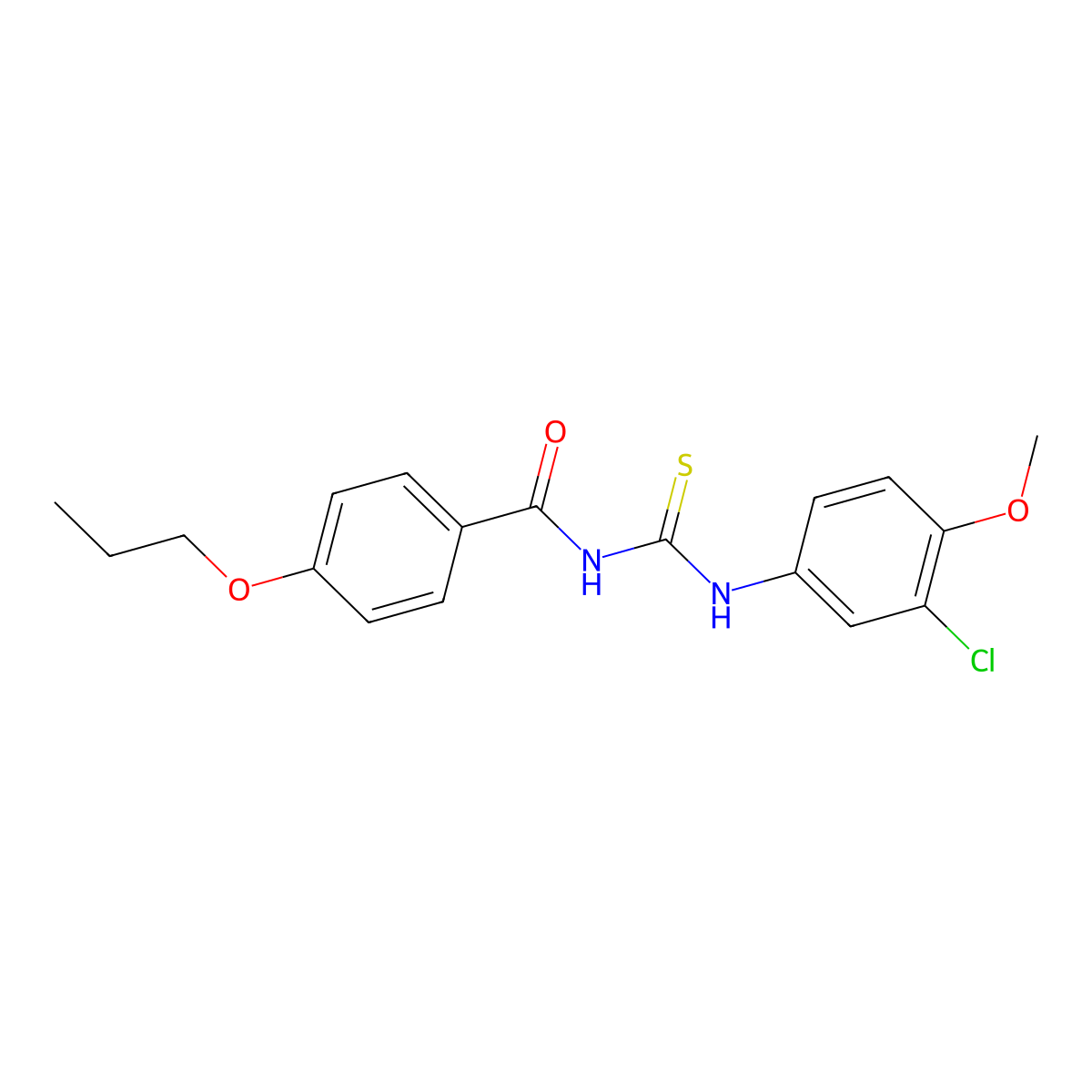 N-[(3-chloro-4-methoxyphenyl)carbamothioyl]-4-propoxybenzamide molecular structure, CAS 428496-65-5