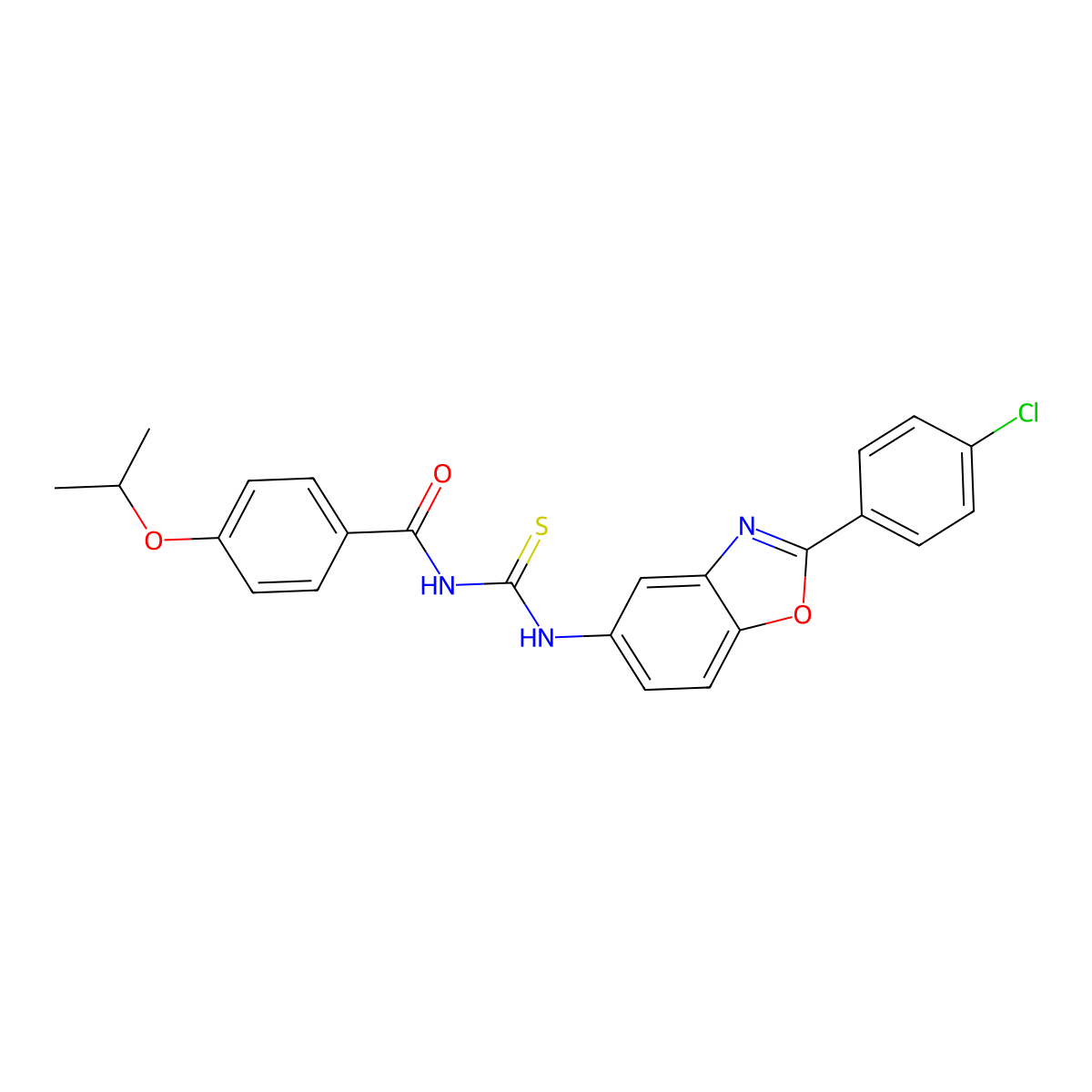 N-[[2-(4-chlorophenyl)-1,3-benzoxazol-5-yl]carbamothioyl]-4-propan-2-yloxybenzamide molecular structure, CAS 428496-68-8