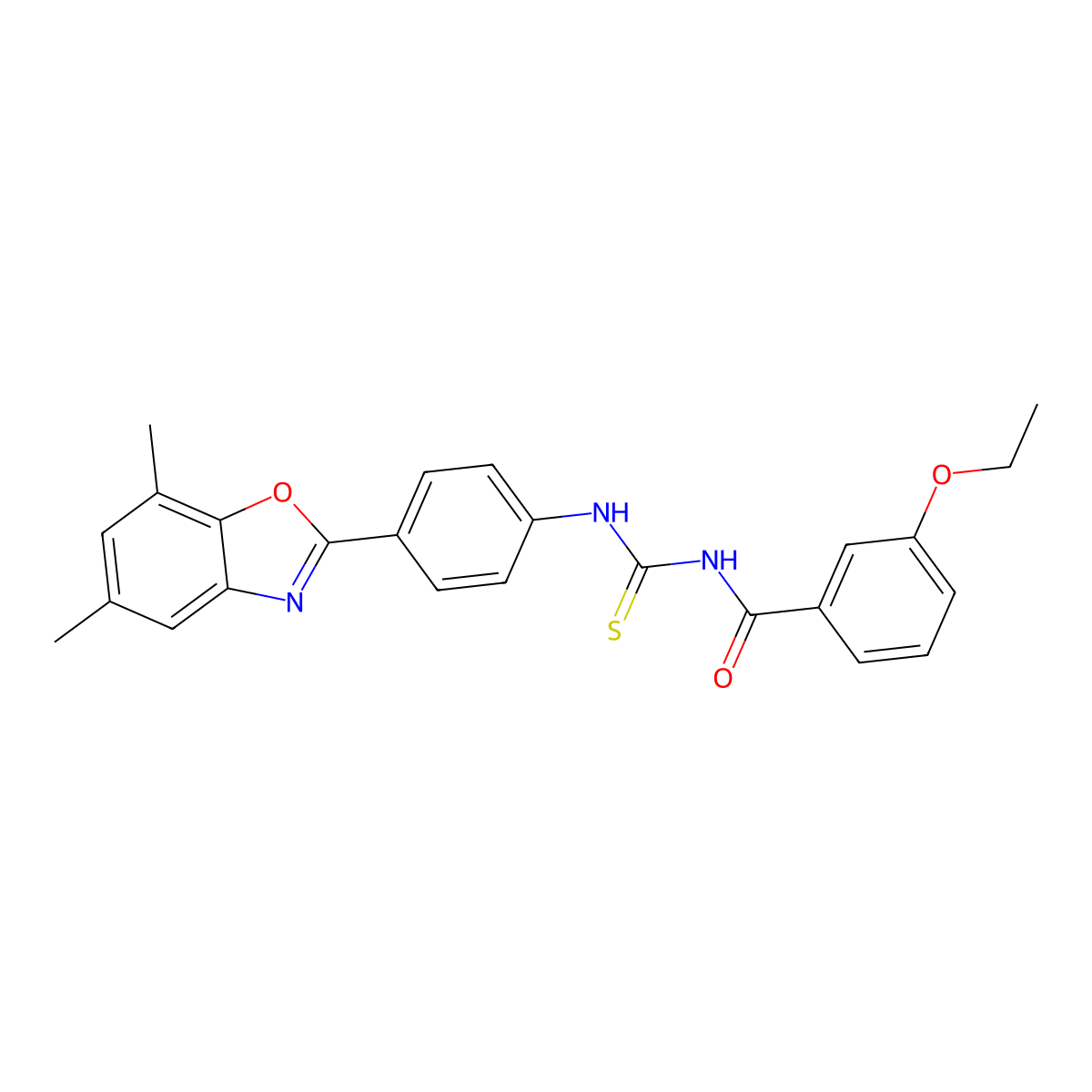 N-[[4-(5,7-dimethyl-1,3-benzoxazol-2-yl)phenyl]carbamothioyl]-3-ethoxybenzamide molecular structure, CAS 428496-69-9