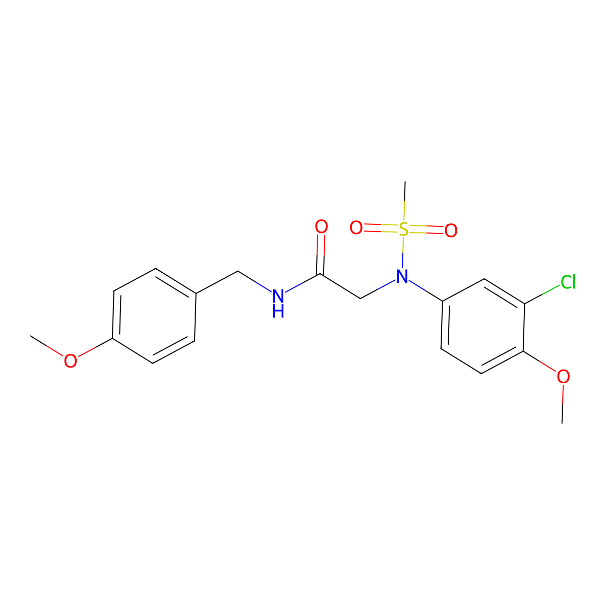 2-(3-chloro-4-methoxy-N-methylsulfonylanilino)-N-[(4-methoxyphenyl)methyl]acetamide molecular structure, CAS 428496-73-5