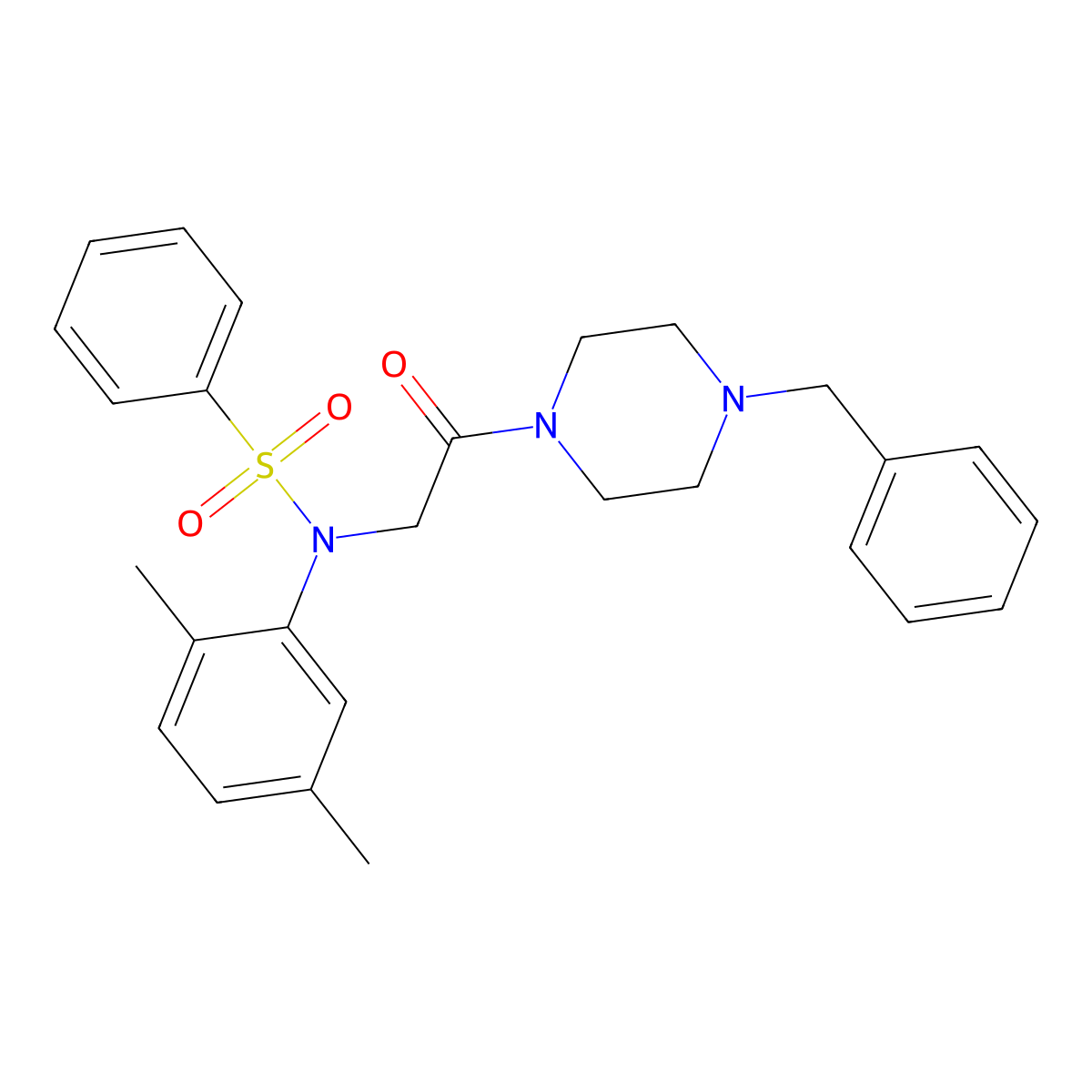 N-[2-(4-benzylpiperazin-1-yl)-2-oxoethyl]-N-(2,5-dimethylphenyl)benzenesulfonamide molecular structure, CAS 428496-88-2
