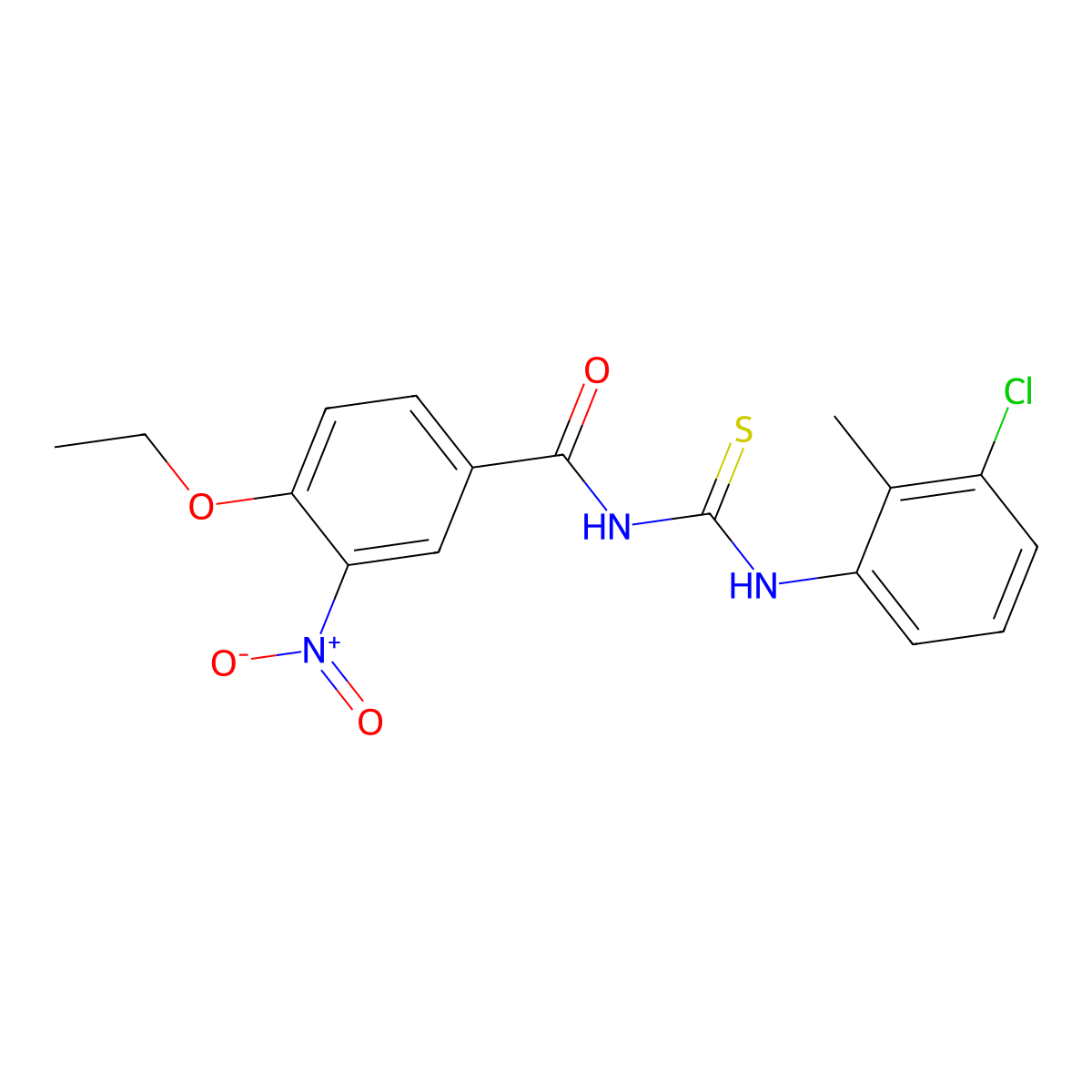 N-[(3-chloro-2-methylphenyl)carbamothioyl]-4-ethoxy-3-nitrobenzamide molecular structure, CAS 428496-95-1