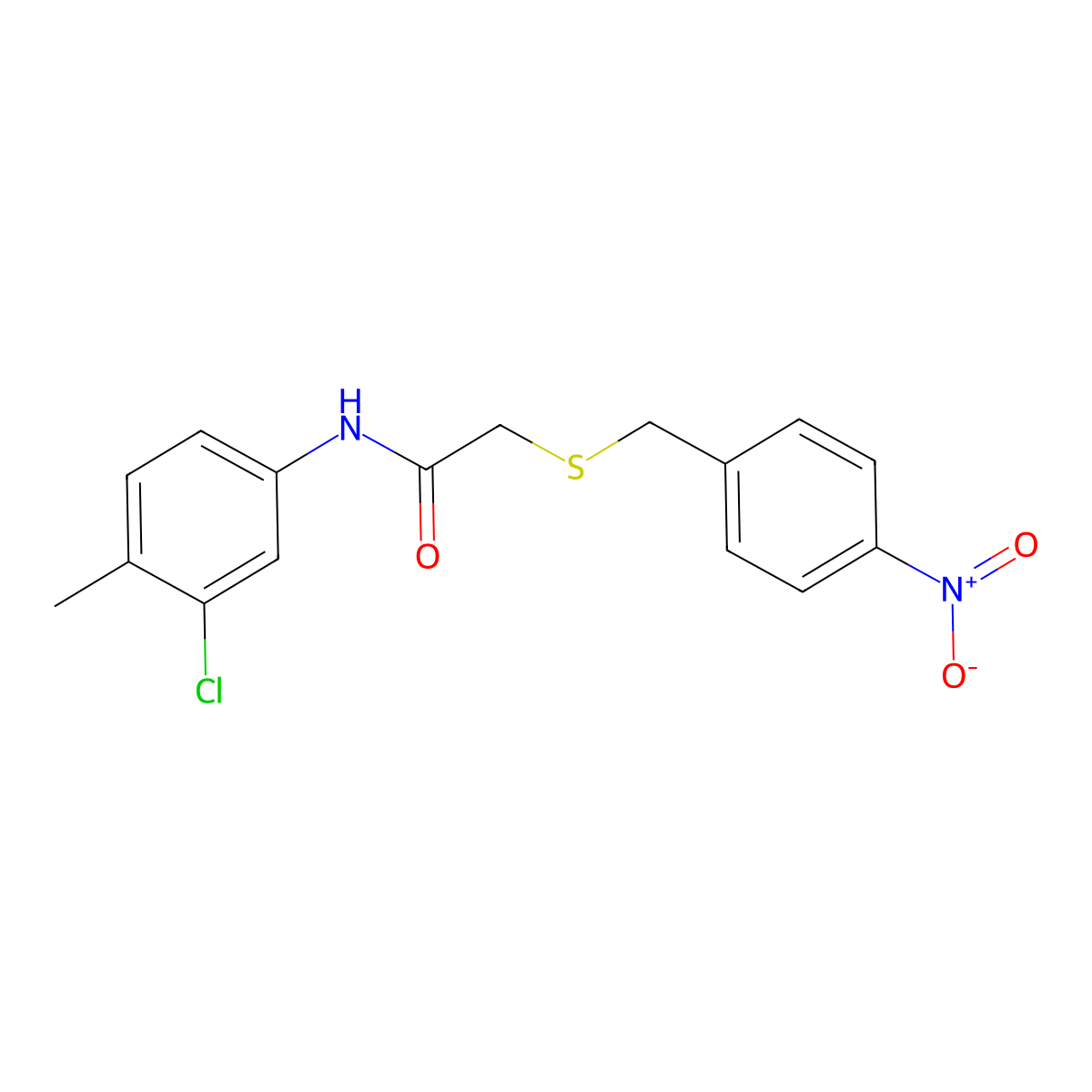 N-(3-chloro-4-methylphenyl)-2-[(4-nitrophenyl)methylsulfanyl]acetamide molecular structure, CAS 428497-05-6