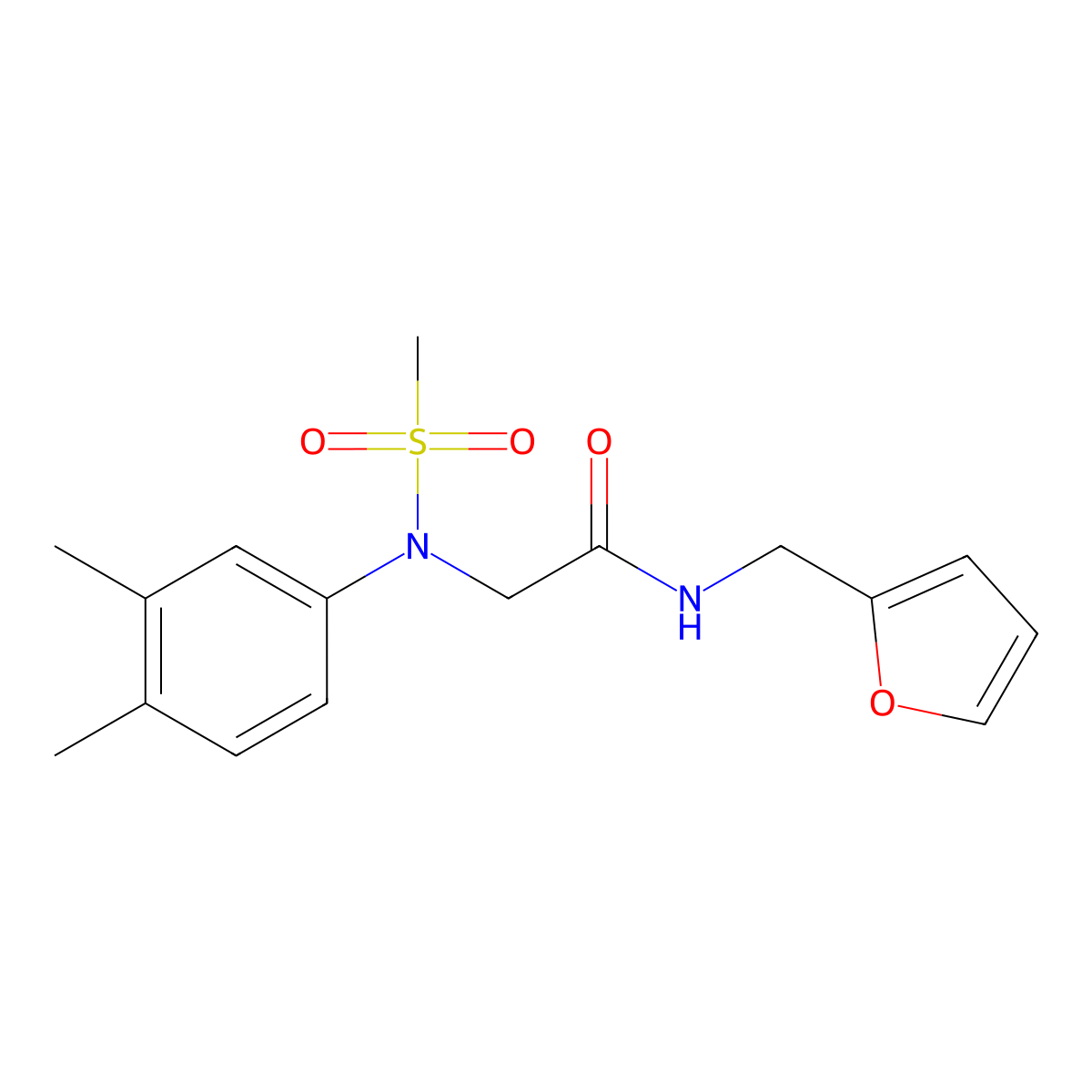 2-(3,4-dimethyl-N-methylsulfonylanilino)-N-(furan-2-ylmethyl)acetamide molecular structure, CAS 428497-09-0