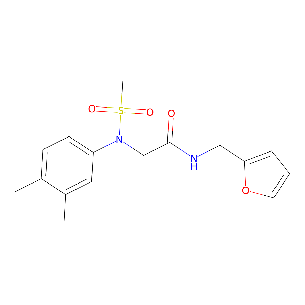 2-(3,4-dimethyl-N-methylsulfonylanilino)-N-(furan-2-ylmethyl)acetamide molecular structure, CAS 428497-09-0
