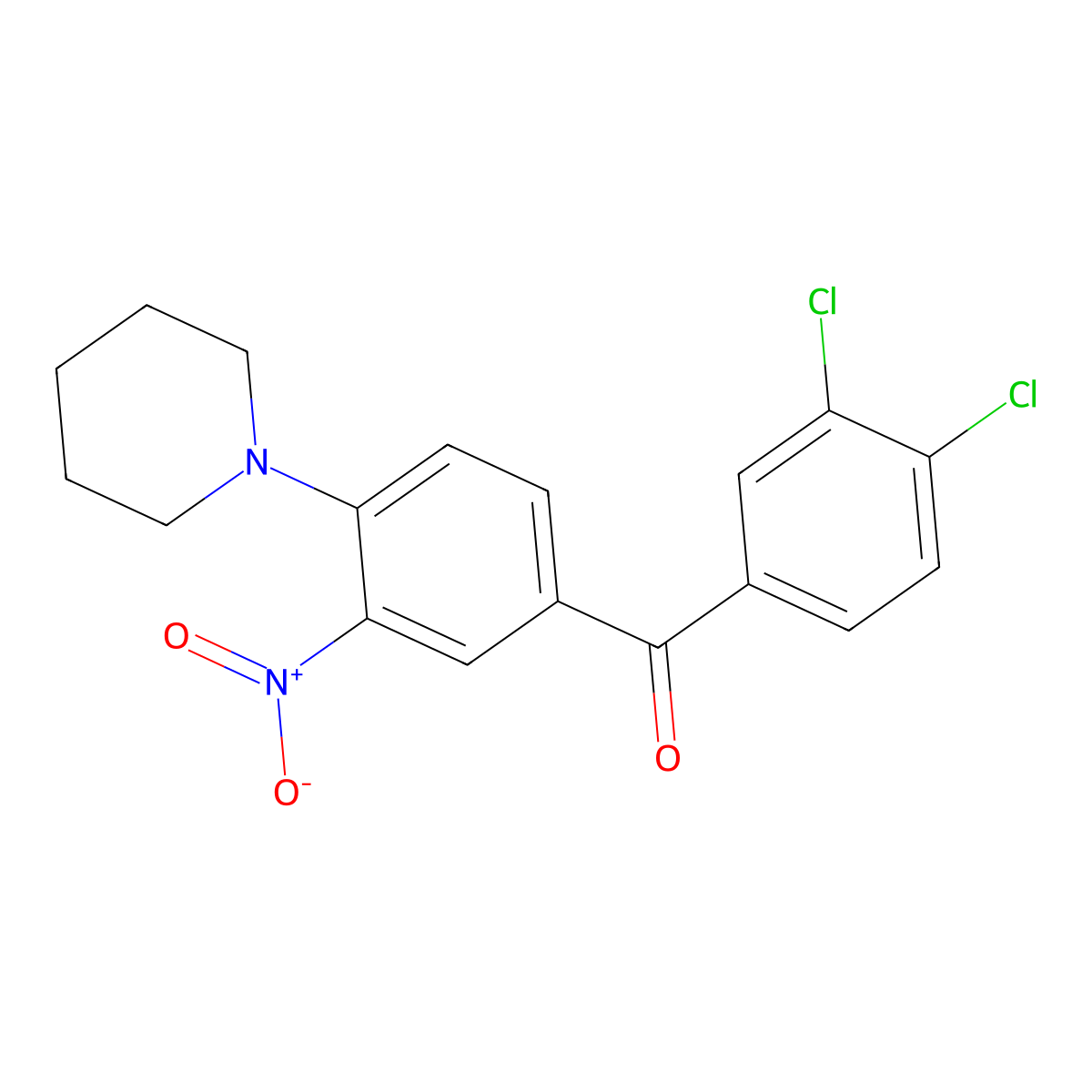 (3,4-Dichlorophenyl)(3-nitro-4-(1-piperidinyl)phenyl)methanone molecular structure, CAS 428497-12-5