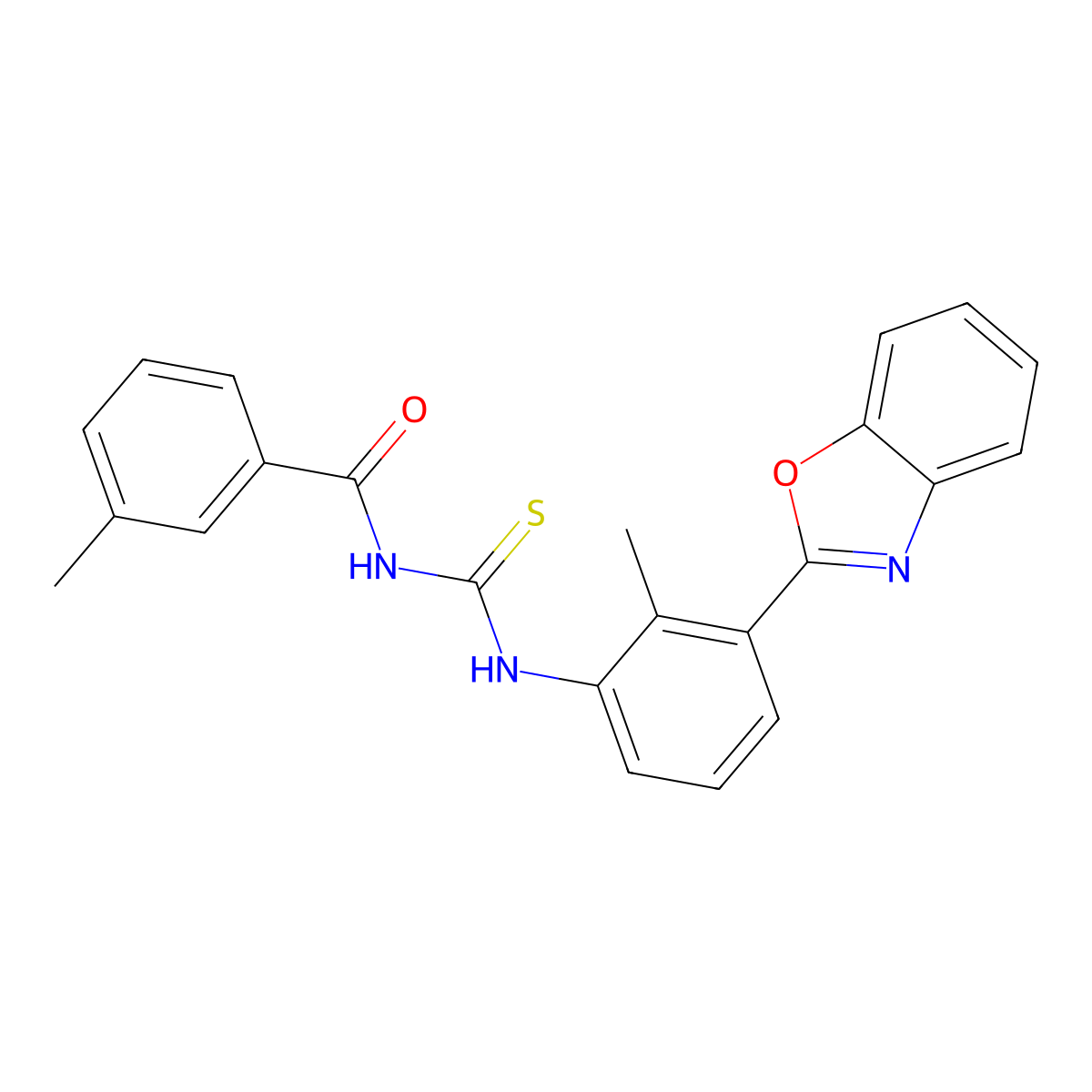 N-[[3-(1,3-benzoxazol-2-yl)-2-methylphenyl]carbamothioyl]-3-methylbenzamide molecular structure, CAS 428497-32-9