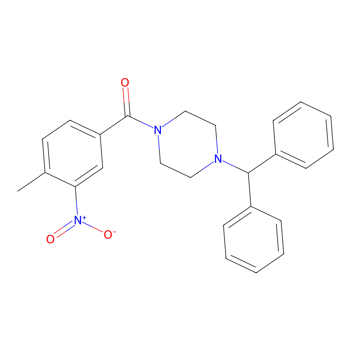 (4-Benzhydrylpiperazin-1-yl)-(4-methyl-3-nitrophenyl)methanone molecular structure, CAS 428497-33-0