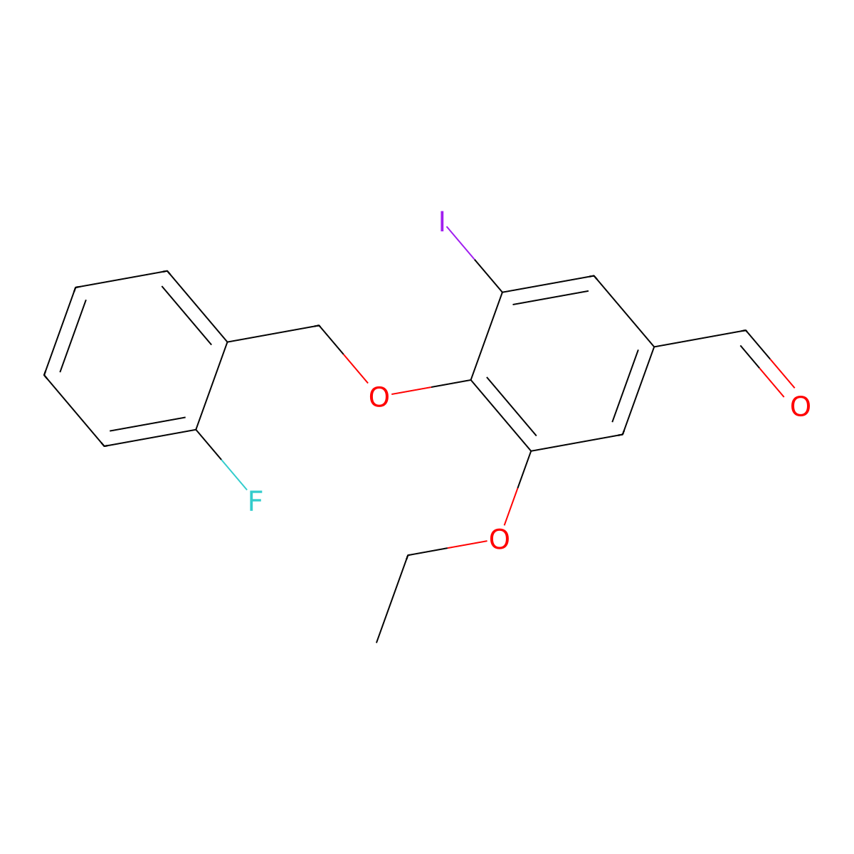 3-Ethoxy-4-[(2-fluorobenzyl)oxy]-5-iodobenzaldehyde molecular structure, CAS 428497-45-4