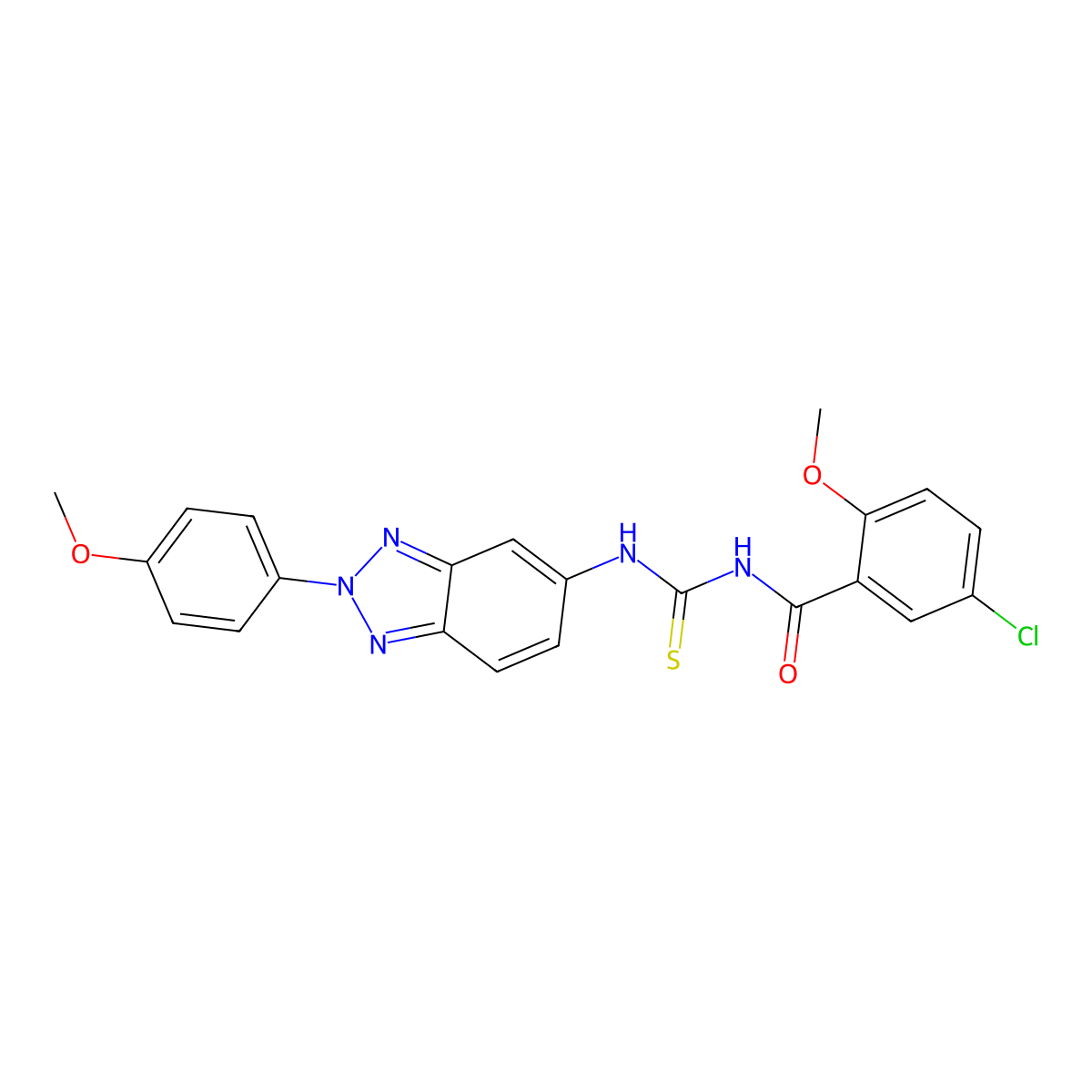 5-chloro-2-methoxy-N-[[2-(4-methoxyphenyl)benzotriazol-5-yl]carbamothioyl]benzamide molecular structure, CAS 428497-49-8