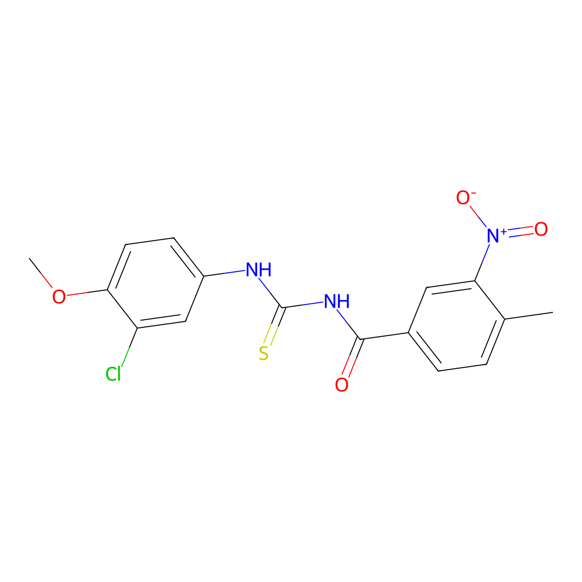 N-[(3-chloro-4-methoxyphenyl)carbamothioyl]-4-methyl-3-nitrobenzamide molecular structure, CAS 428497-54-5