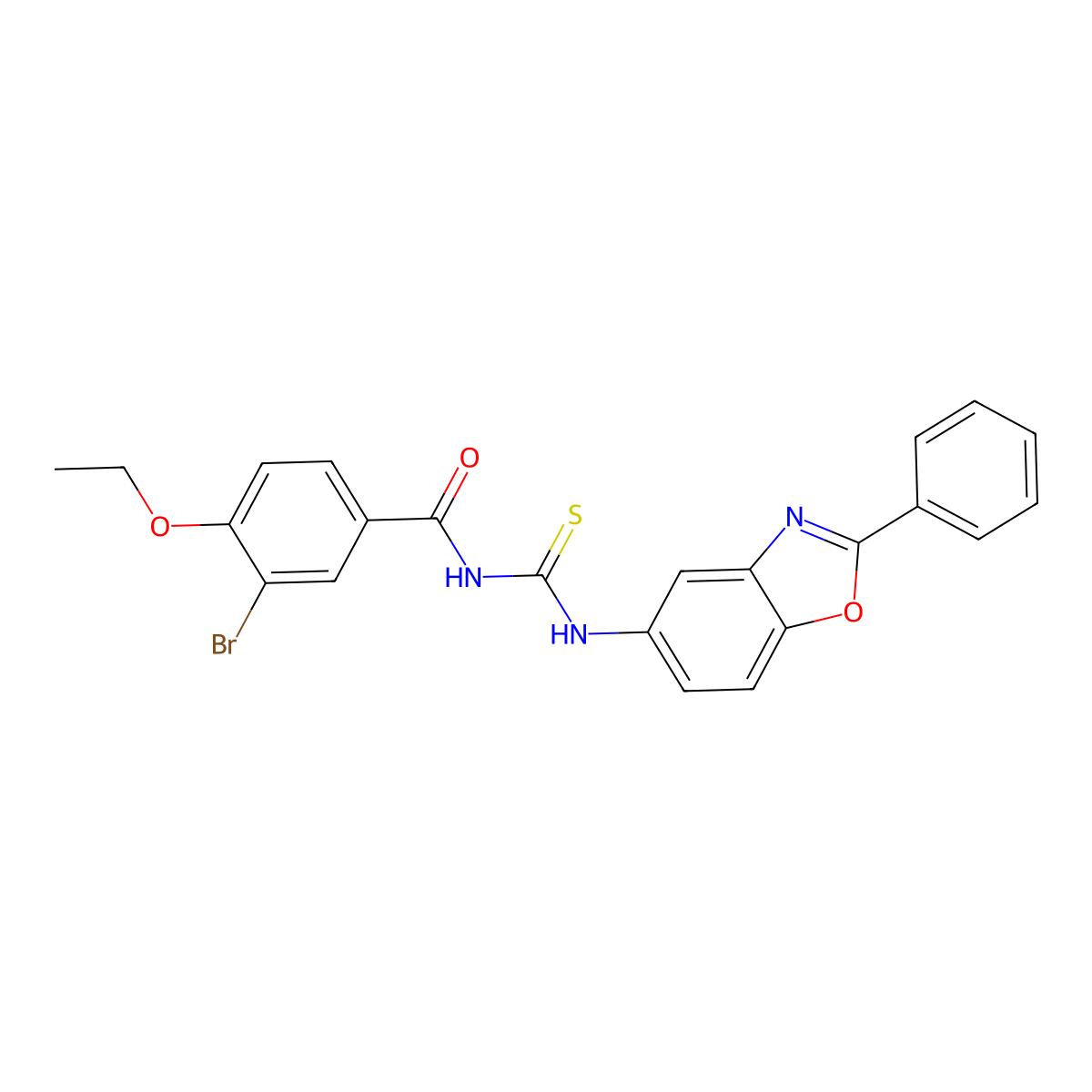 3-bromo-4-ethoxy-N-[(2-phenyl-1,3-benzoxazol-5-yl)carbamothioyl]benzamide molecular structure, CAS 428497-64-7