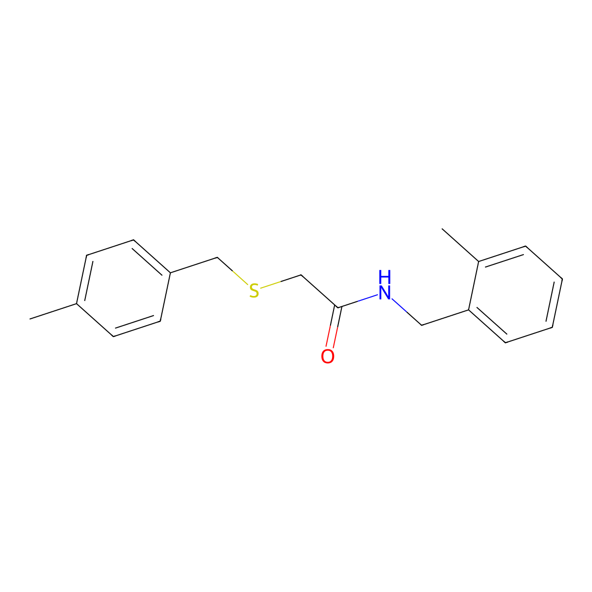 N-(2-methylbenzyl)-2-[(4-methylbenzyl)sulfanyl]acetamide molecular structure, CAS 428497-72-7