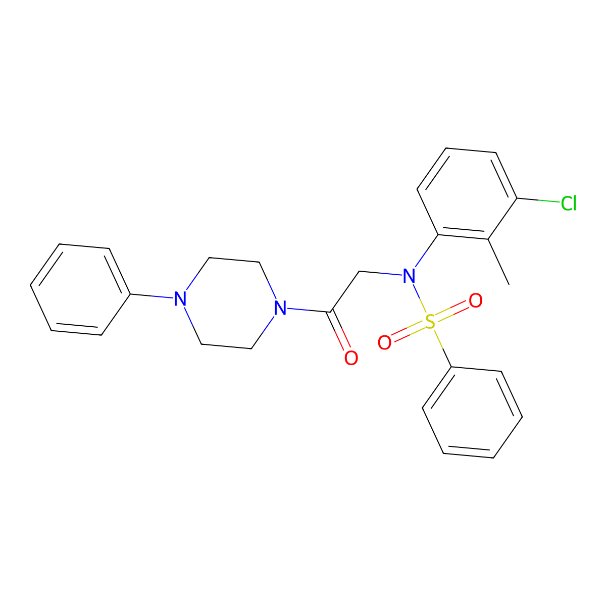N-(3-chloro-2-methylphenyl)-N-[2-oxo-2-(4-phenylpiperazin-1-yl)ethyl]benzenesulfonamide molecular structure, CAS 428497-85-2