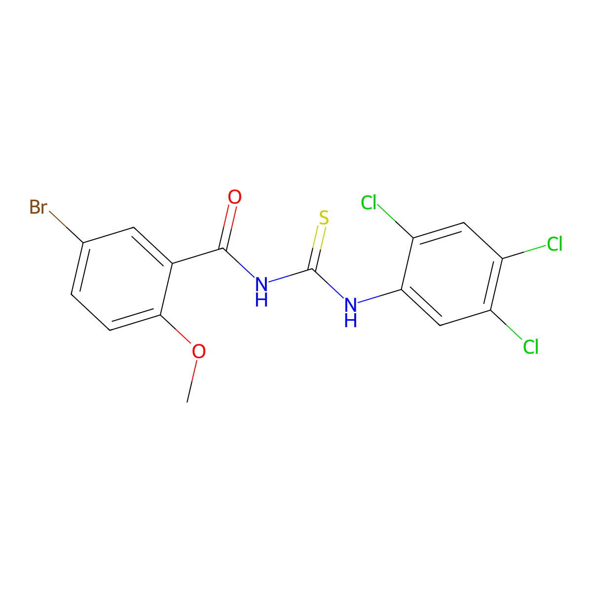 5-bromo-2-methoxy-N-[(2,4,5-trichlorophenyl)carbamothioyl]benzamide molecular structure, CAS 428497-86-3