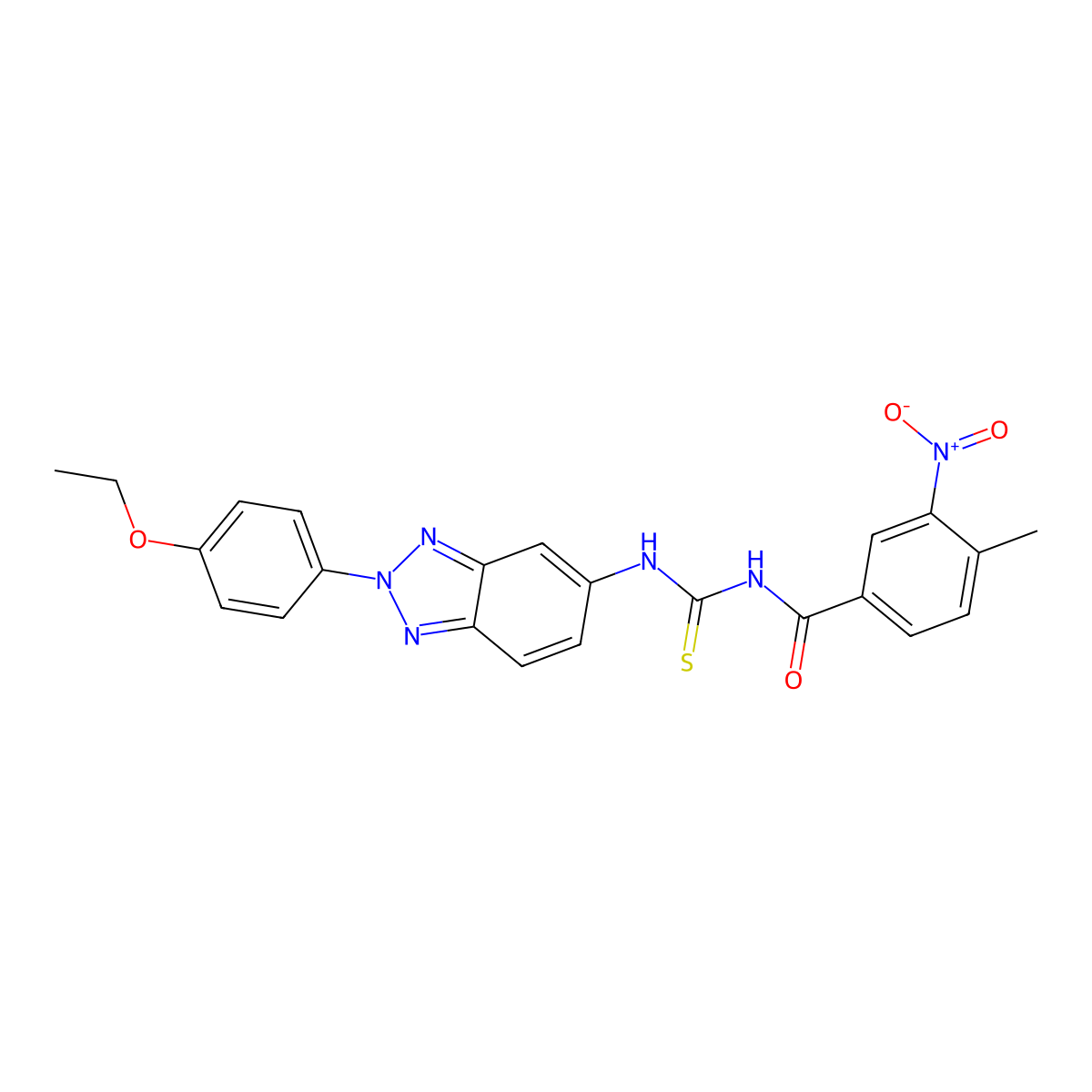 N-[[2-(4-ethoxyphenyl)benzotriazol-5-yl]carbamothioyl]-4-methyl-3-nitrobenzamide molecular structure, CAS 428498-01-5