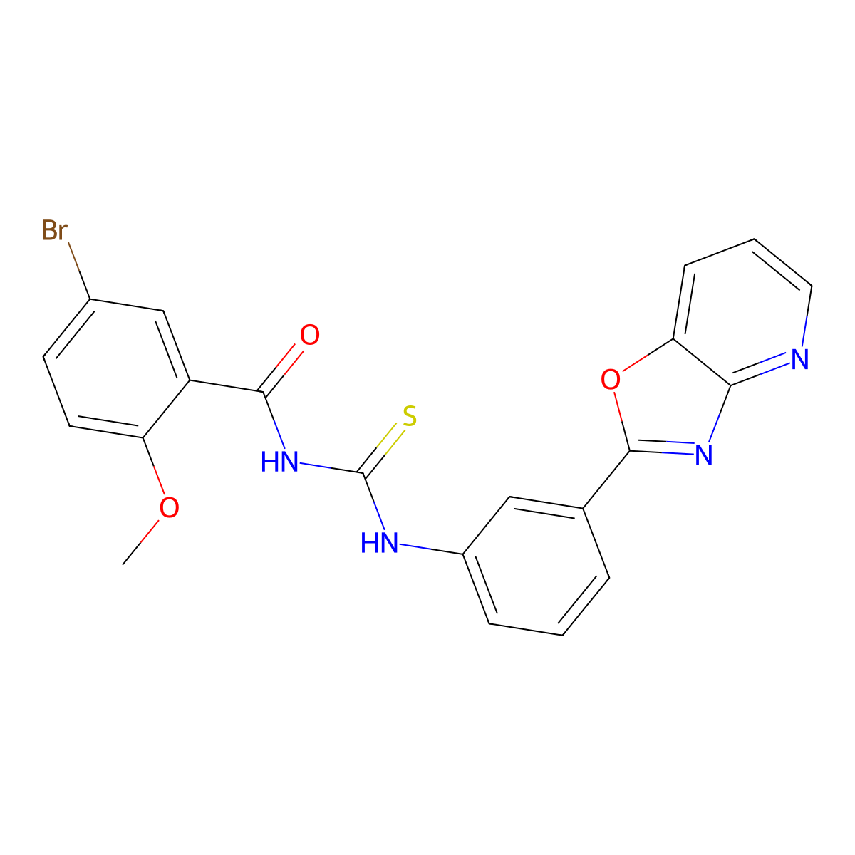 5-bromo-2-methoxy-N-[[3-([1,3]oxazolo[4,5-b]pyridin-2-yl)phenyl]carbamothioyl]benzamide molecular structure, CAS 428498-48-0