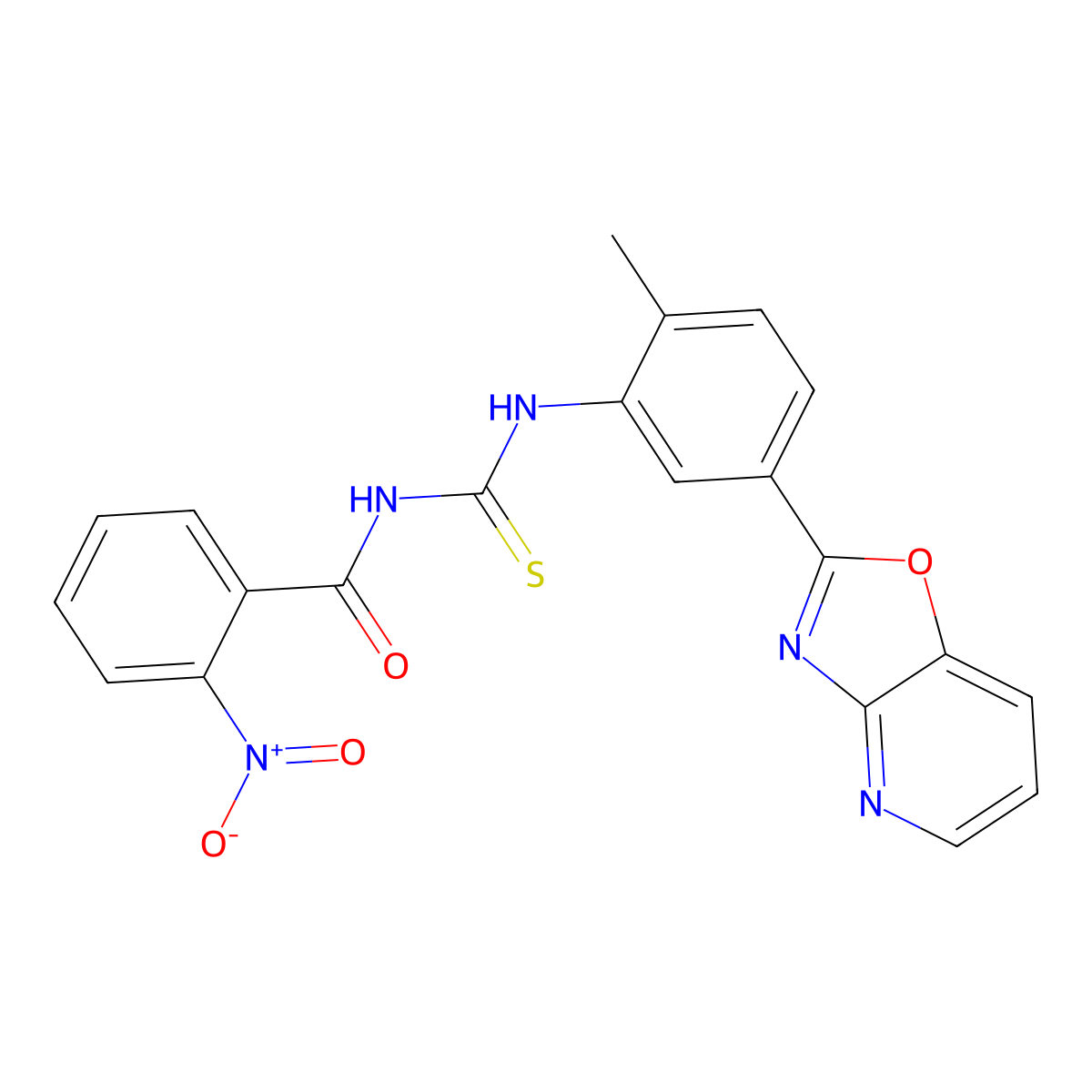 N-[[2-methyl-5-([1,3]oxazolo[4,5-b]pyridin-2-yl)phenyl]carbamothioyl]-2-nitrobenzamide molecular structure, CAS 428498-50-4