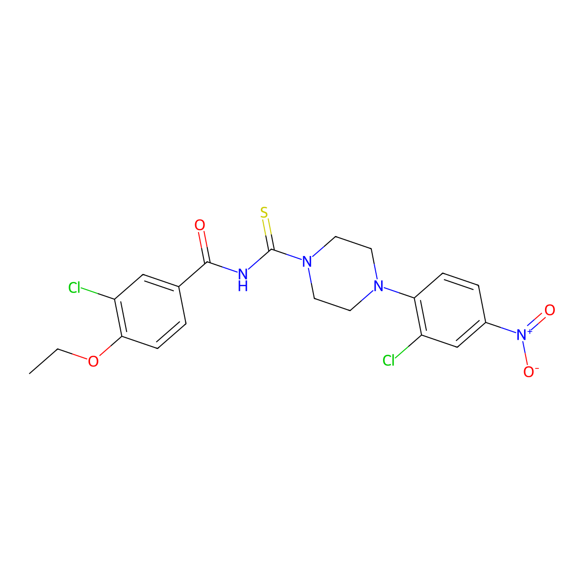 3-chloro-N-[4-(2-chloro-4-nitrophenyl)piperazine-1-carbothioyl]-4-ethoxybenzamide molecular structure, CAS 428498-69-5