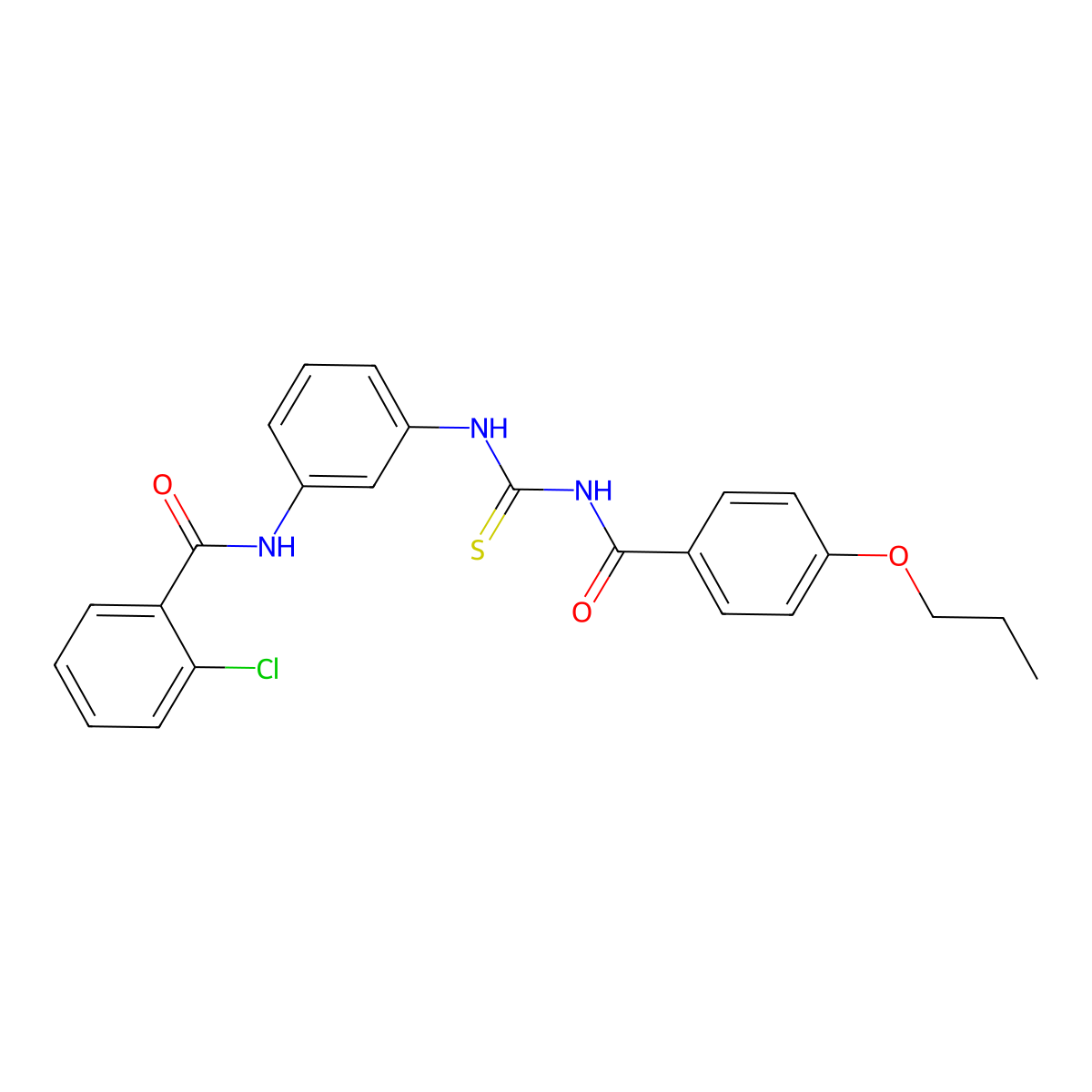 2-chloro-N-[3-[(4-propoxybenzoyl)carbamothioylamino]phenyl]benzamide molecular structure, CAS 428498-70-8