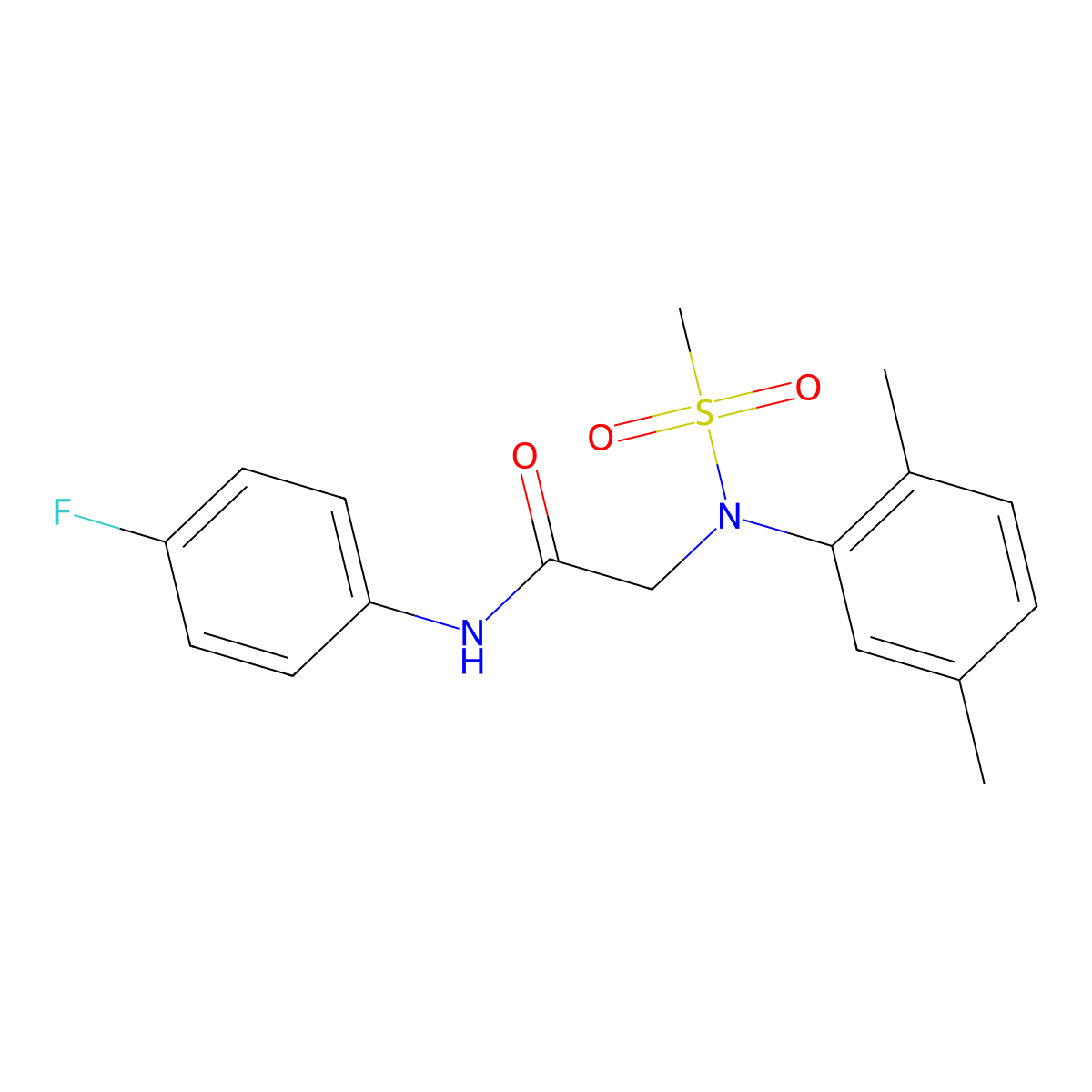 2-(2,5-dimethyl-N-methylsulfonylanilino)-N-(4-fluorophenyl)acetamide molecular structure, CAS 428498-80-0