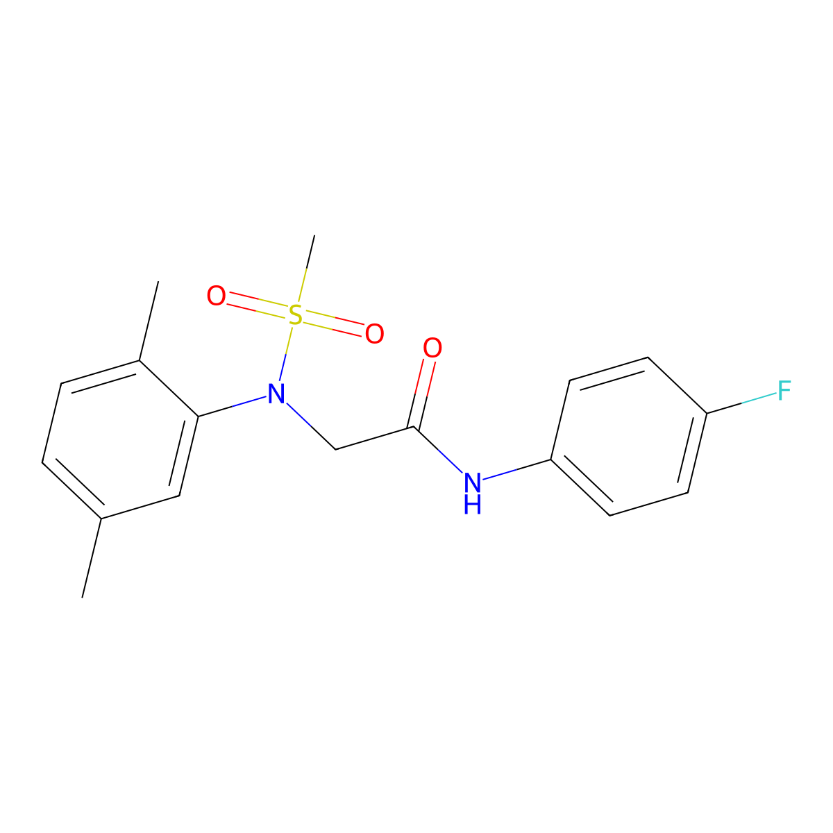 2-(2,5-dimethyl-N-methylsulfonylanilino)-N-(4-fluorophenyl)acetamide molecular structure, CAS 428498-80-0