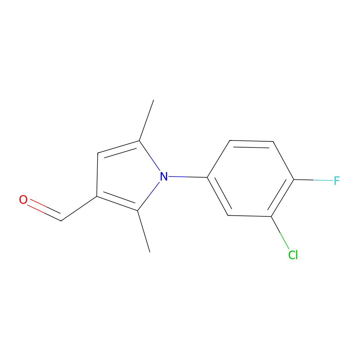 1-(3-Chloro-4-fluorophenyl)-2,5-dimethyl-1h-pyrrole-3-carbaldehyde molecular structure, CAS 428498-85-5