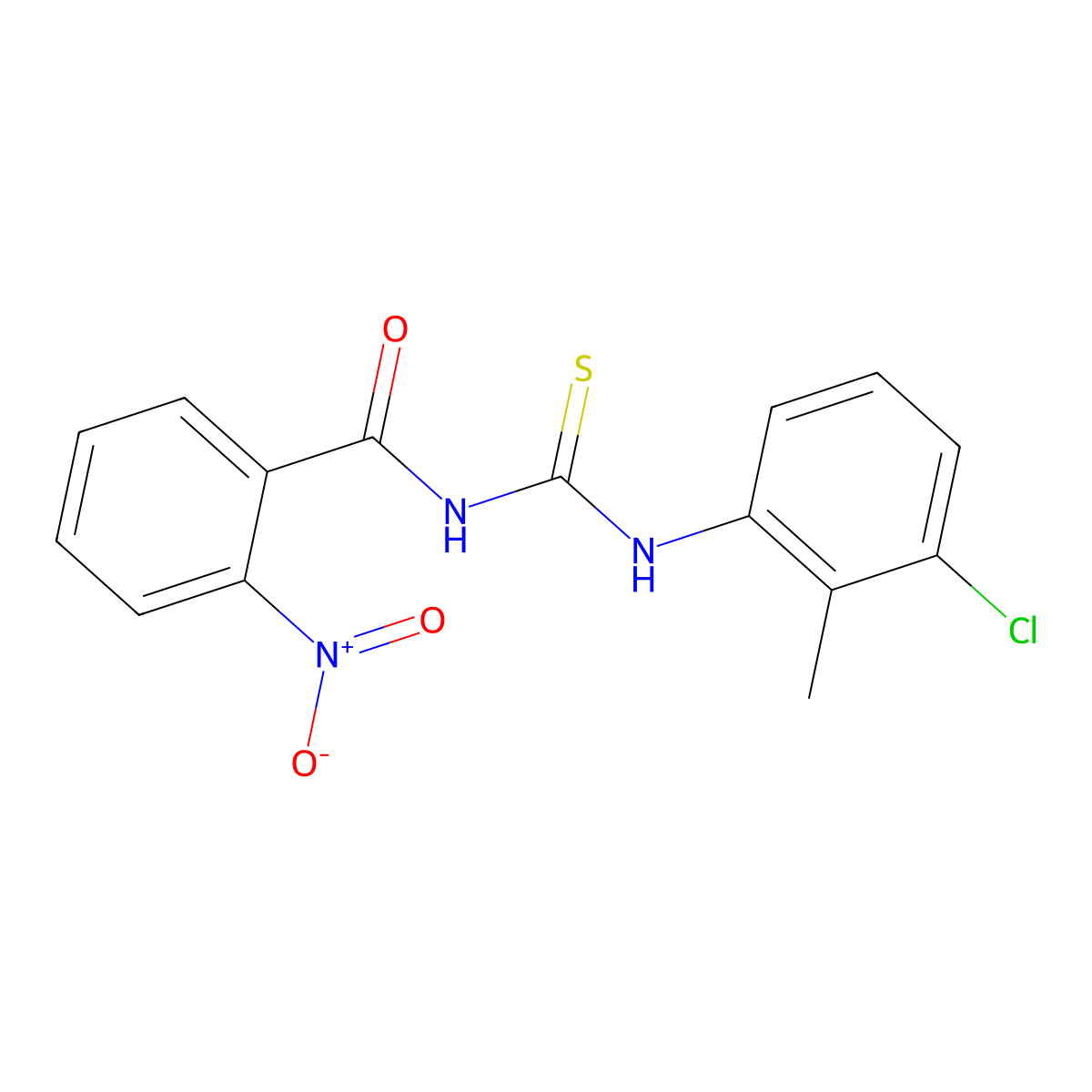 N-[(3-chloro-2-methylphenyl)carbamothioyl]-2-nitrobenzamide molecular structure, CAS 428498-86-6