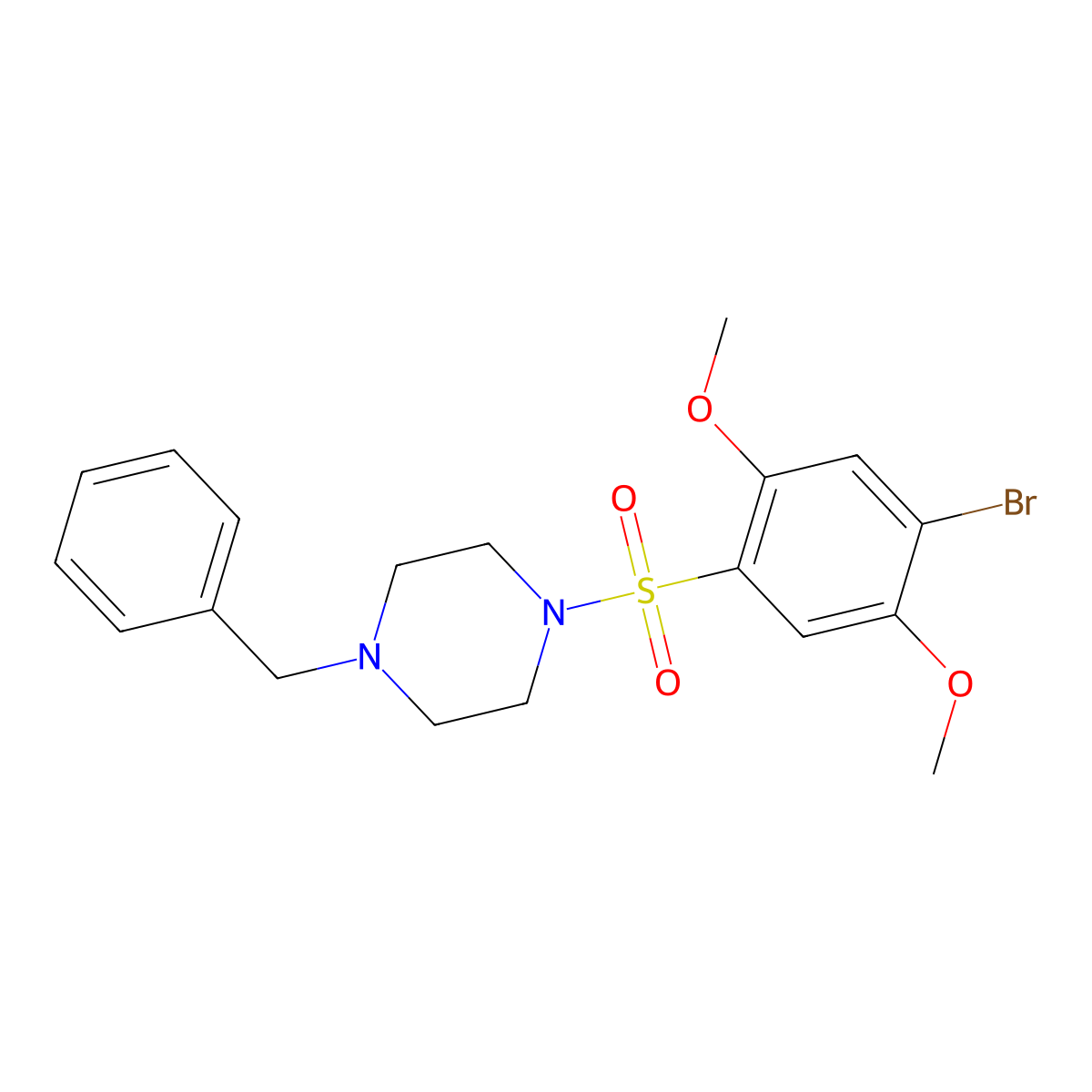1-Benzyl-4-[(4-bromo-2,5-dimethoxyphenyl)sulfonyl]piperazine molecular structure, CAS 428498-91-3