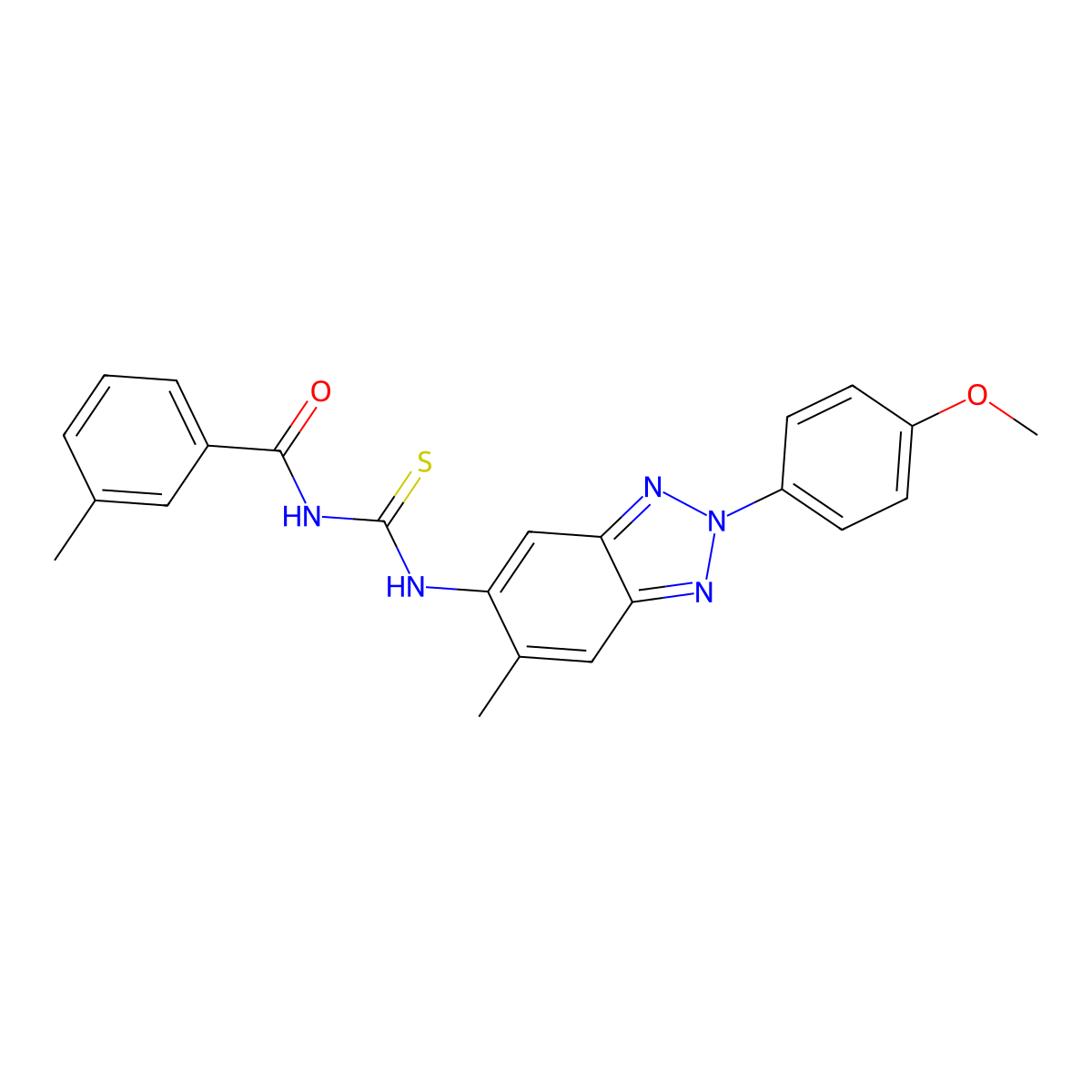 N-[[2-(4-methoxyphenyl)-6-methylbenzotriazol-5-yl]carbamothioyl]-3-methylbenzamide molecular structure, CAS 428498-97-9