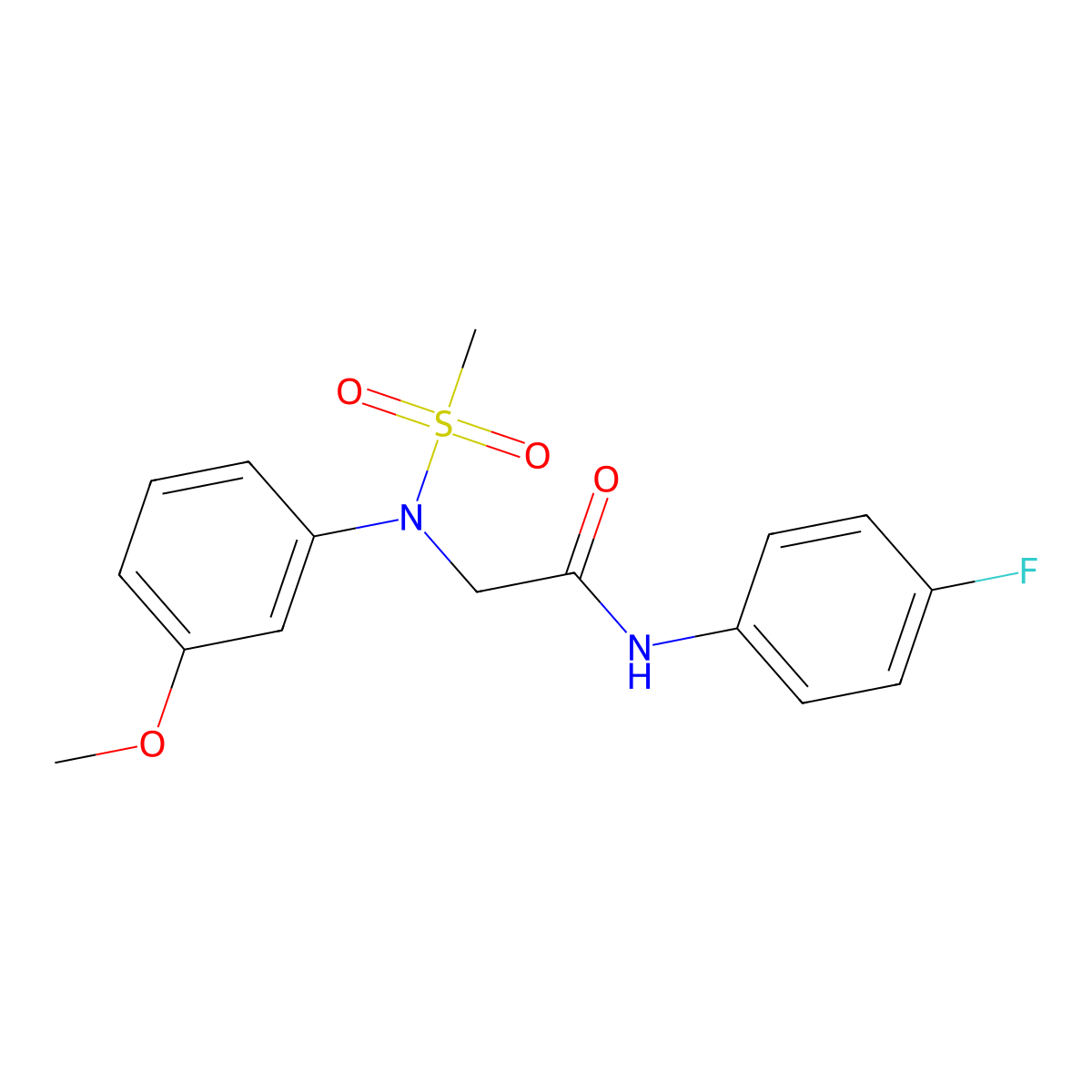 N-(4-fluorophenyl)-2-(3-methoxy-N-methylsulfonylanilino)acetamide molecular structure, CAS 428499-08-5
