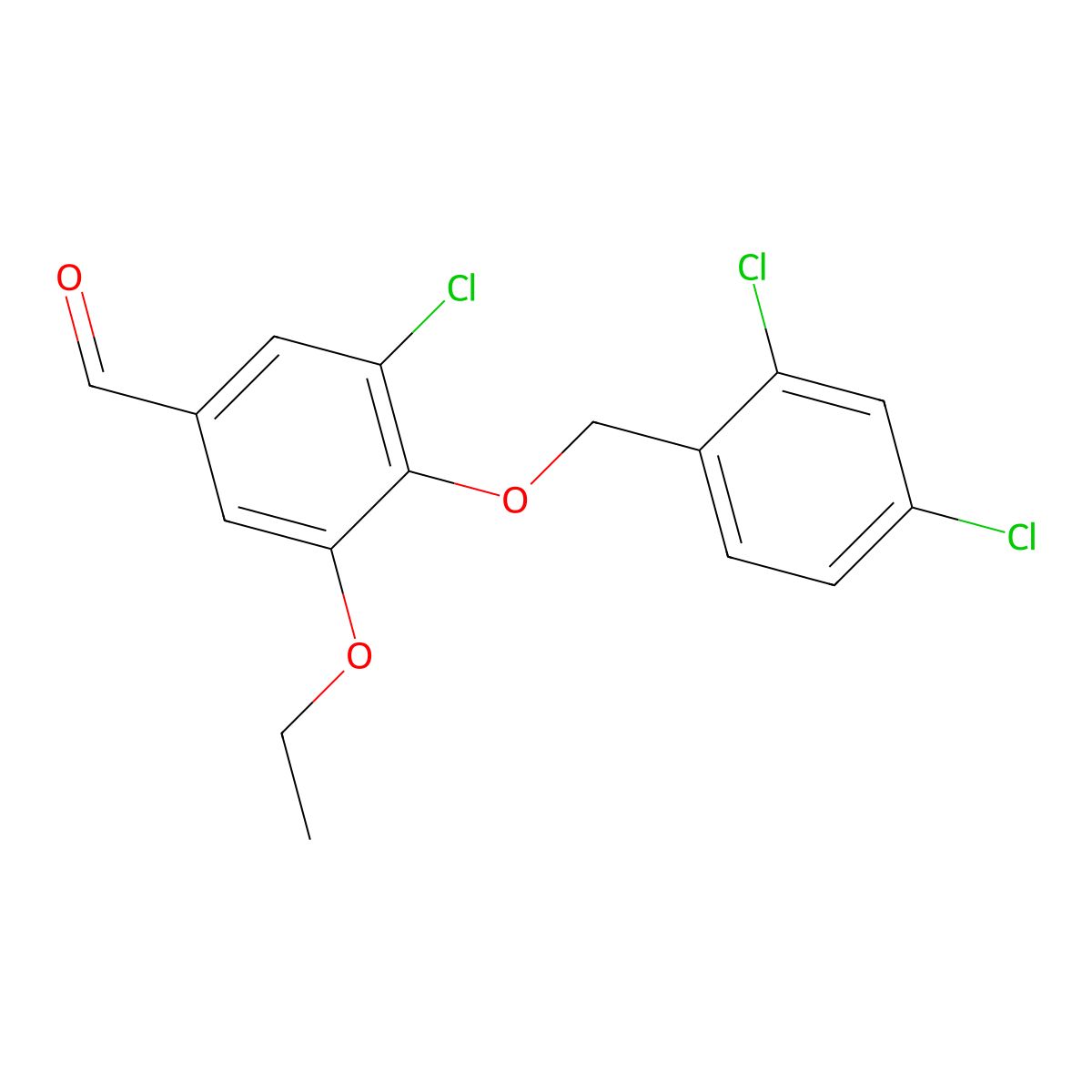 3-Chloro-4-[(2,4-dichlorobenzyl)oxy]-5-ethoxybenzaldehyde molecular structure, CAS 428499-14-3