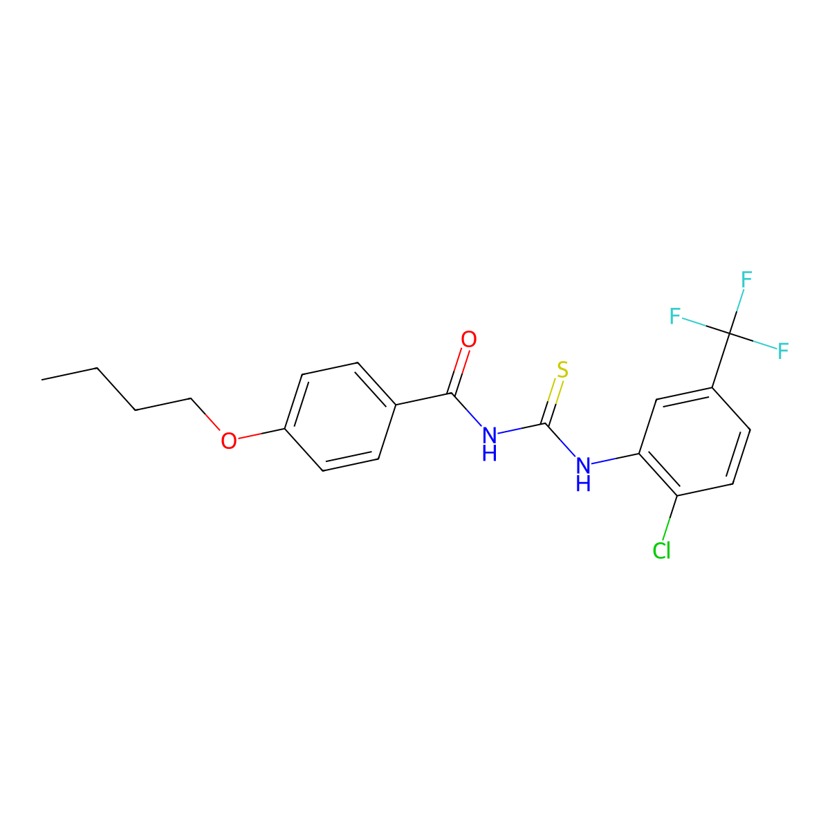 4-butoxy-N-[[2-chloro-5-(trifluoromethyl)phenyl]carbamothioyl]benzamide molecular structure, CAS 428499-18-7
