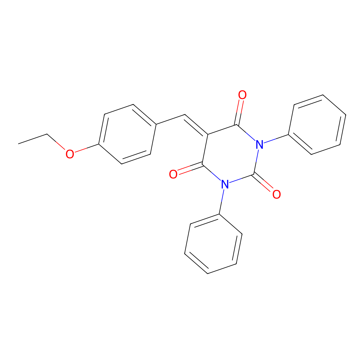 5-[(4-Ethoxyphenyl)methylidene]-1,3-diphenyl-1,3-diazinane-2,4,6-trione molecular structure, CAS 428499-30-3