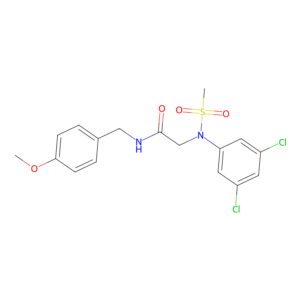 2-(3,5-dichloro-N-methylsulfonylanilino)-N-[(4-methoxyphenyl)methyl]acetamide molecular structure, CAS 428499-37-0