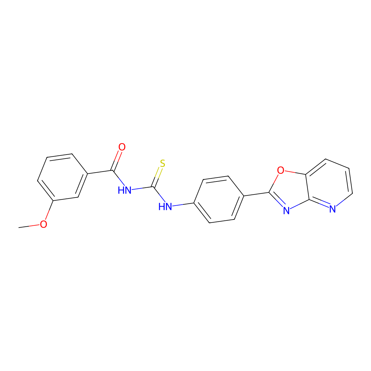 3-methoxy-N-{[4-([1,3]oxazolo[4,5-b]pyridin-2-yl)phenyl]carbamothioyl}benzamide molecular structure, CAS 428499-44-9