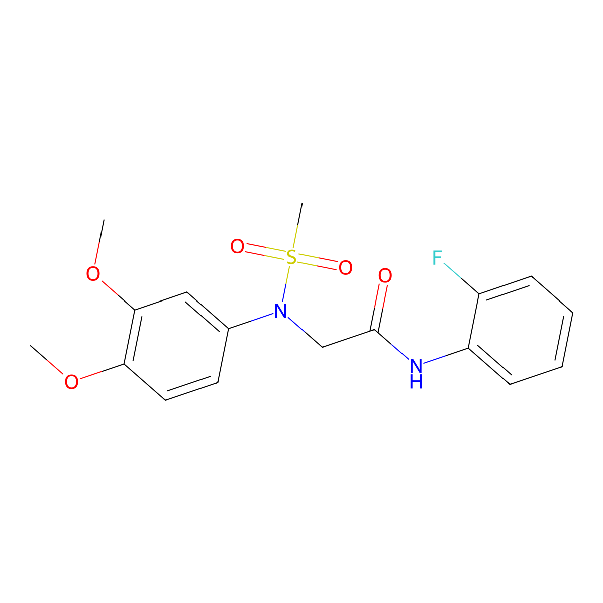 2-[3,4-dimethoxy(methylsulfonyl)anilino]-N-(2-fluorophenyl)acetamide molecular structure, CAS 428499-52-9
