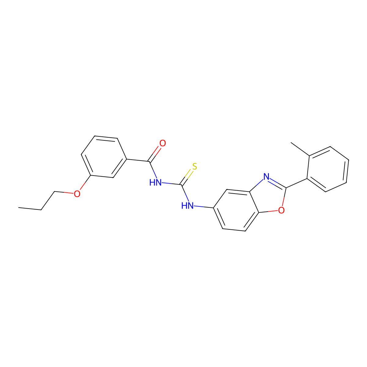 N-[[2-(2-methylphenyl)-1,3-benzoxazol-5-yl]carbamothioyl]-3-propoxybenzamide molecular structure, CAS 428499-53-0