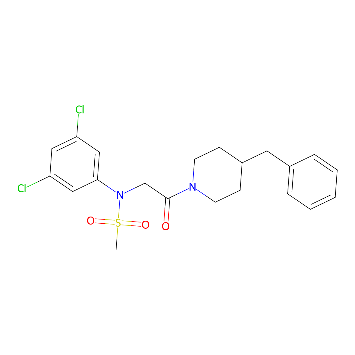 N-[2-(4-benzylpiperidin-1-yl)-2-oxoethyl]-N-(3,5-dichlorophenyl)methanesulfonamide molecular structure, CAS 428501-15-9