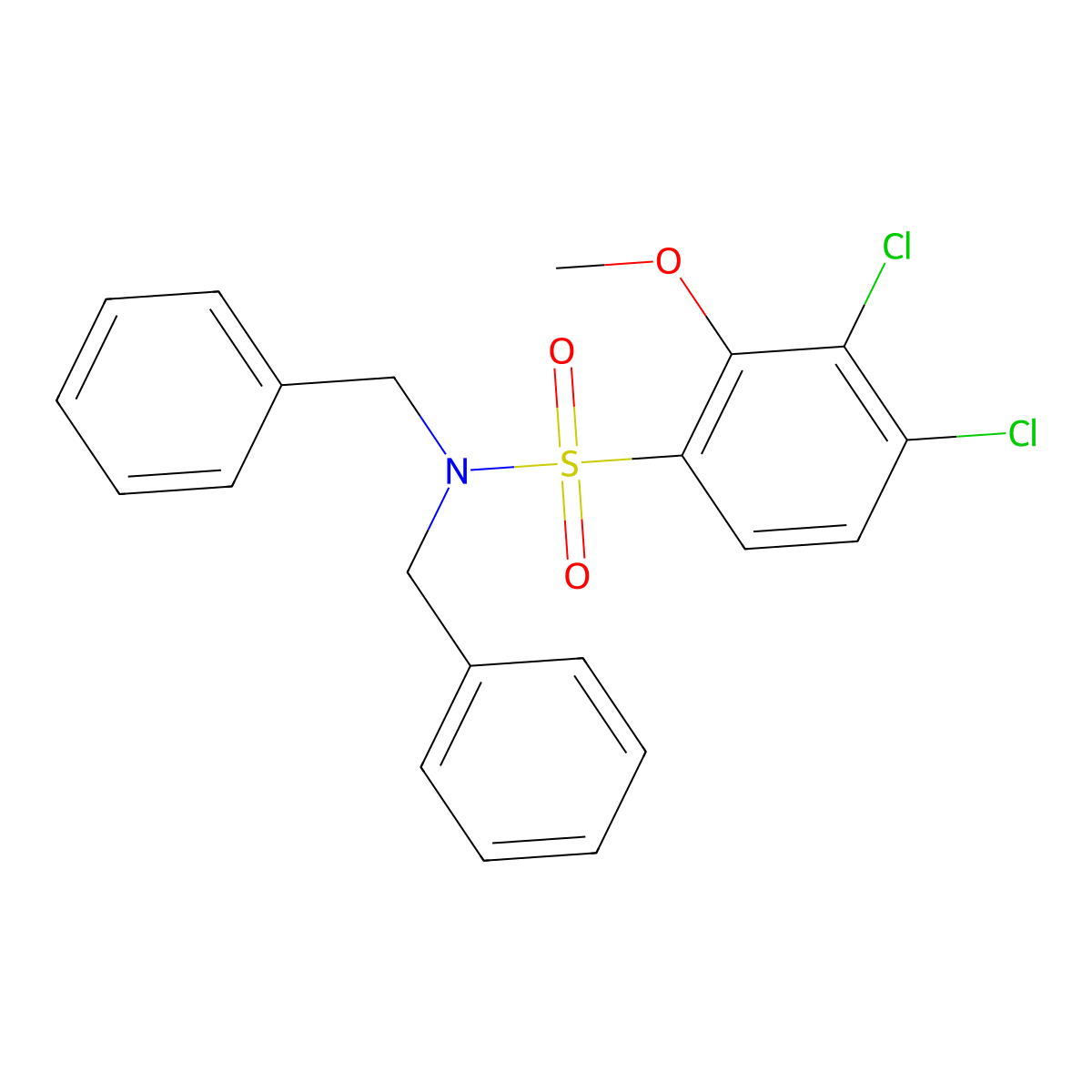 N,N-dibenzyl-3,4-dichloro-2-methoxybenzenesulfonamide molecular structure, CAS 428501-25-1