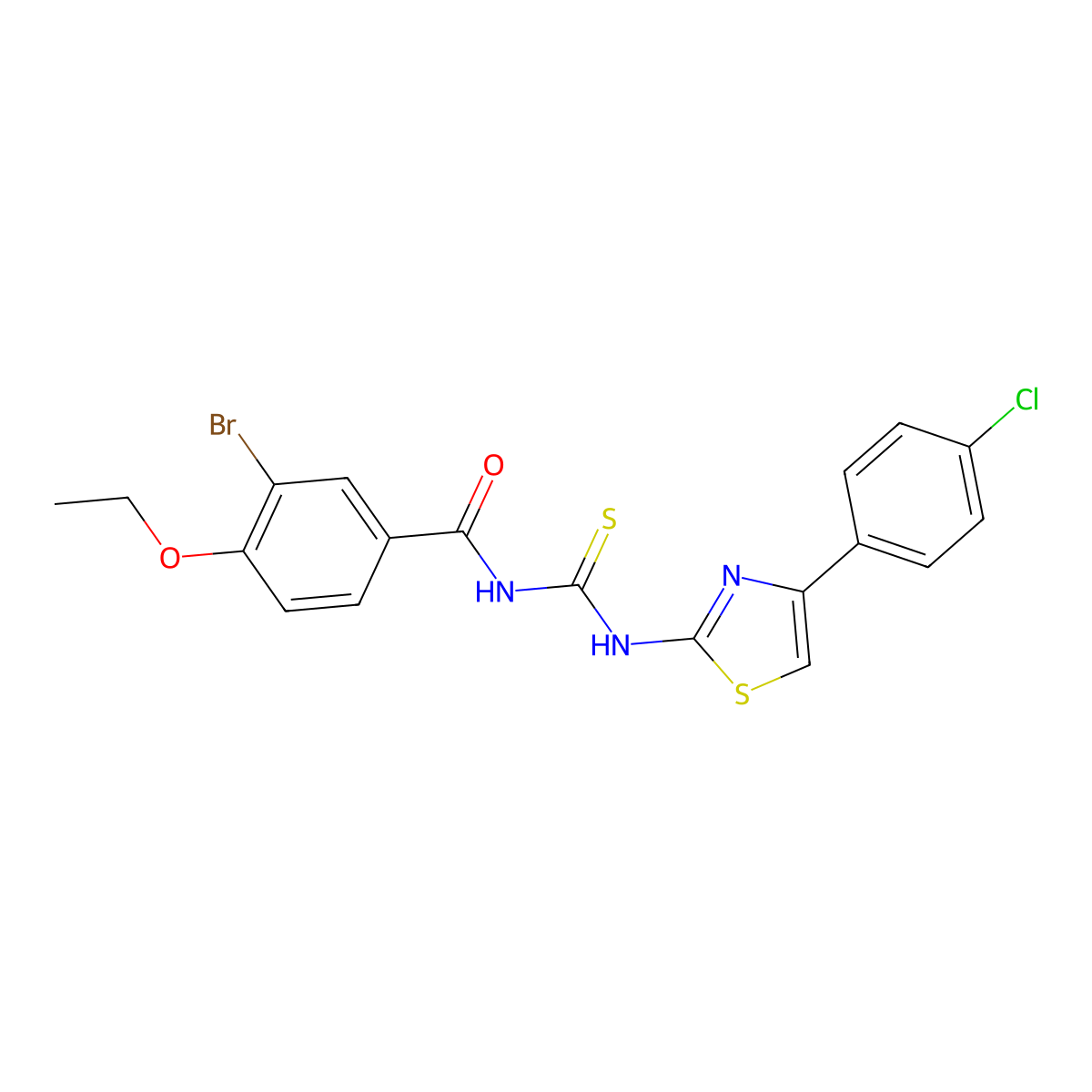 3-bromo-N-[[4-(4-chlorophenyl)-1,3-thiazol-2-yl]carbamothioyl]-4-ethoxybenzamide molecular structure, CAS 428501-34-2