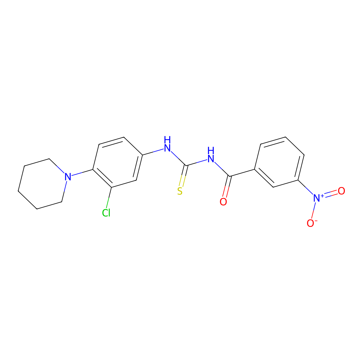 N-[(3-chloro-4-piperidin-1-ylphenyl)carbamothioyl]-3-nitrobenzamide molecular structure, CAS 428501-47-7