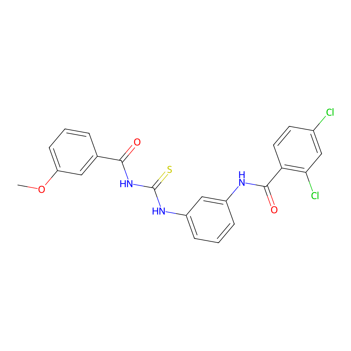 2,4-dichloro-N-[3-[(3-methoxybenzoyl)carbamothioylamino]phenyl]benzamide molecular structure, CAS 428501-58-0