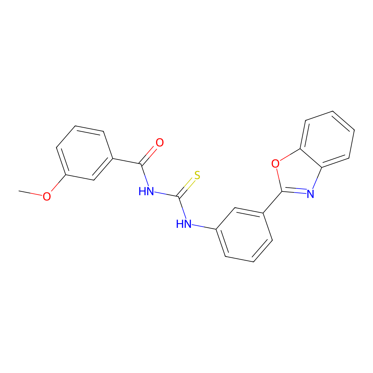 N-[[3-(1,3-benzoxazol-2-yl)phenyl]carbamothioyl]-3-methoxybenzamide molecular structure, CAS 428501-65-9